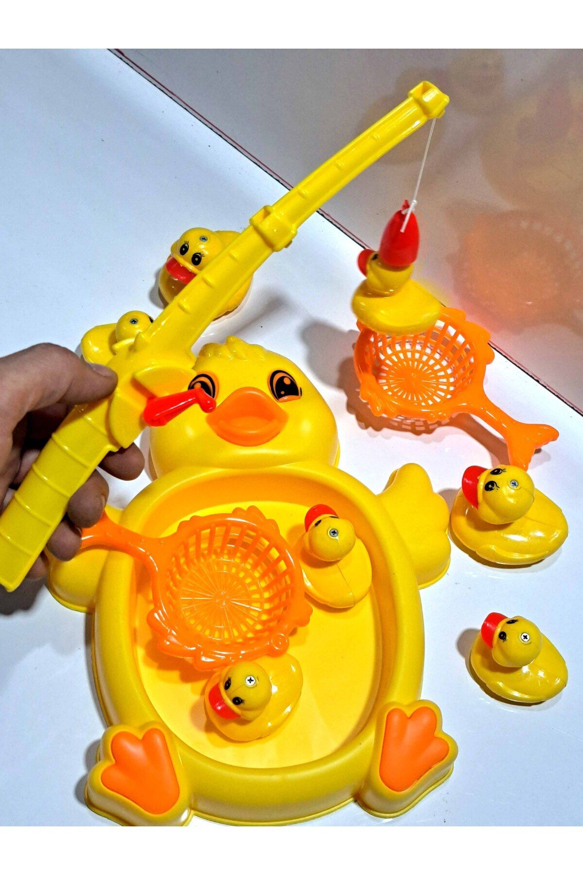 FEN TOYS Oyuncak Banyo Ördek Banyo Ördeği 10parça 2 sepet bi1 ördek havuzu 7 ördek bir olta 26x22cm