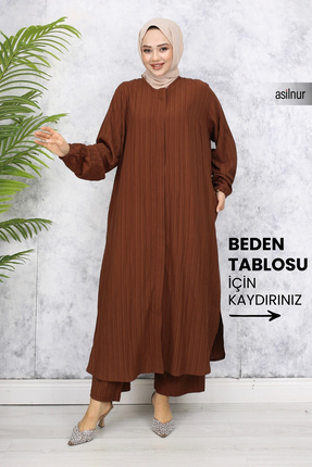 ASİLNUR Merve Hac Ve Umre Ikili Takım Kıyafeti Kahve