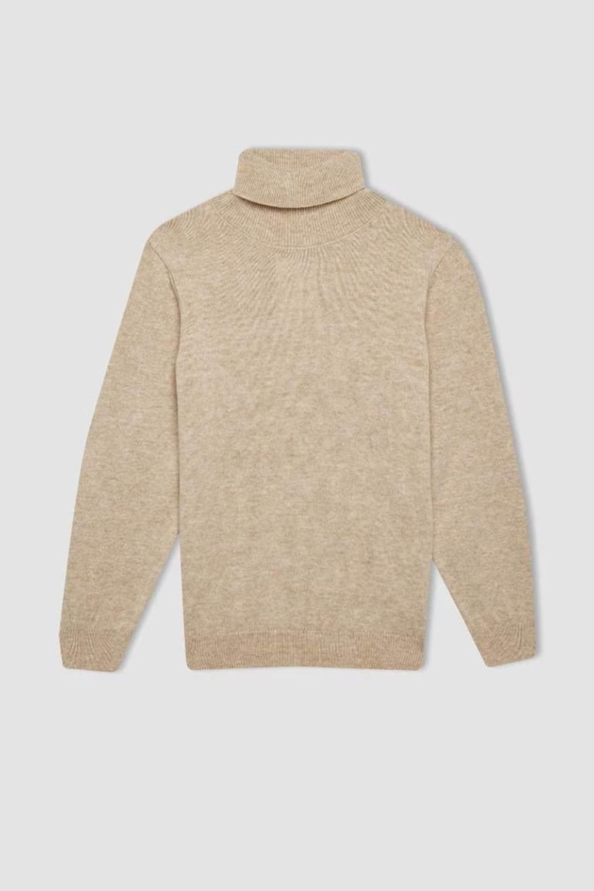 DeFacto-Jungen Beige Rollkragen Basic Plain Strickpullover A8637a824wn 1