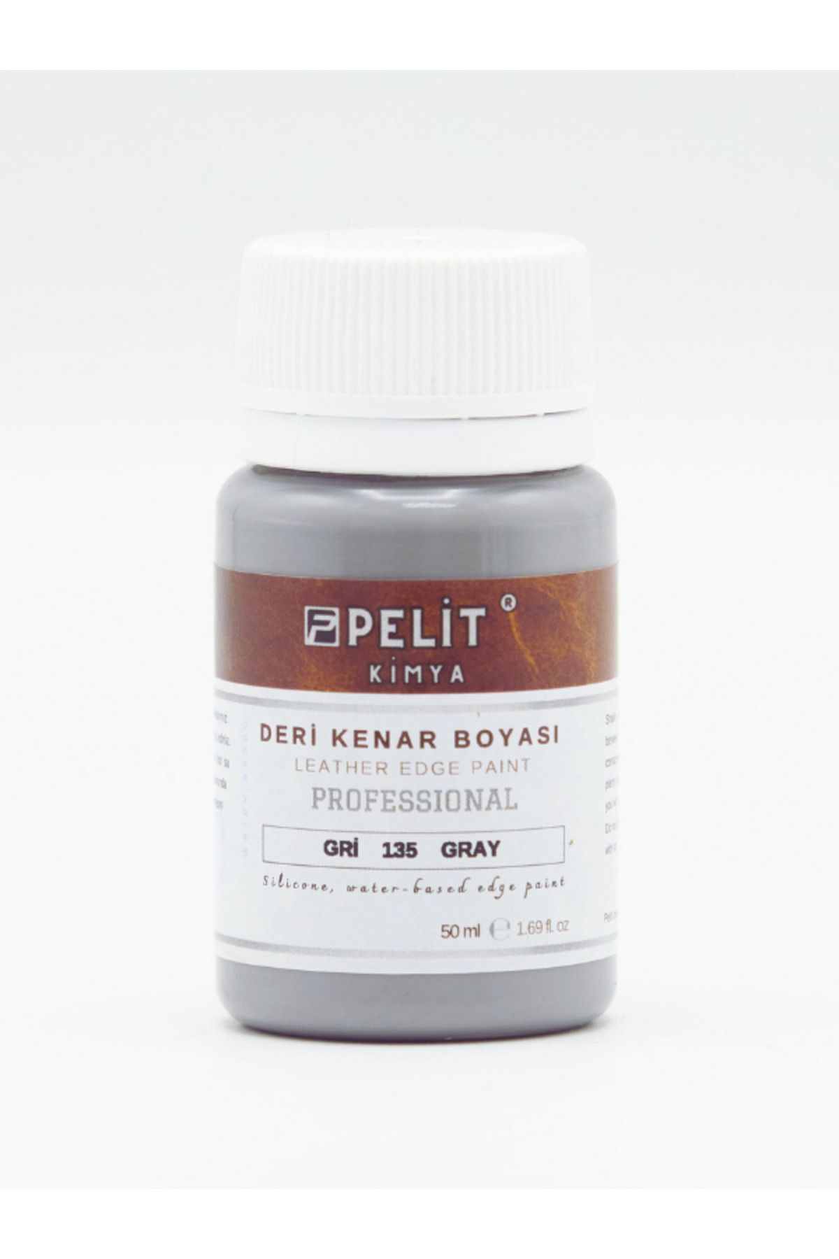 Pelitkimya Gri Deri Kenar Boyası 50 ml Leather Edge Paint Greey