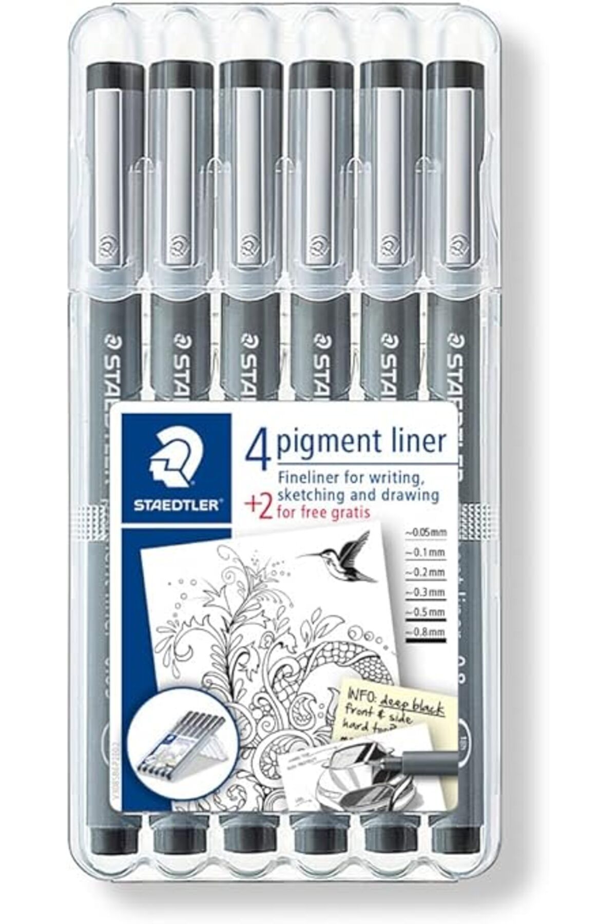 Genel Markalar efshopx 308 Sb6P Pigment Liner Siyah 6'lı Set 0.05 0.1 0.2 0.3 0.5 0.8 mm New Desing 1002192