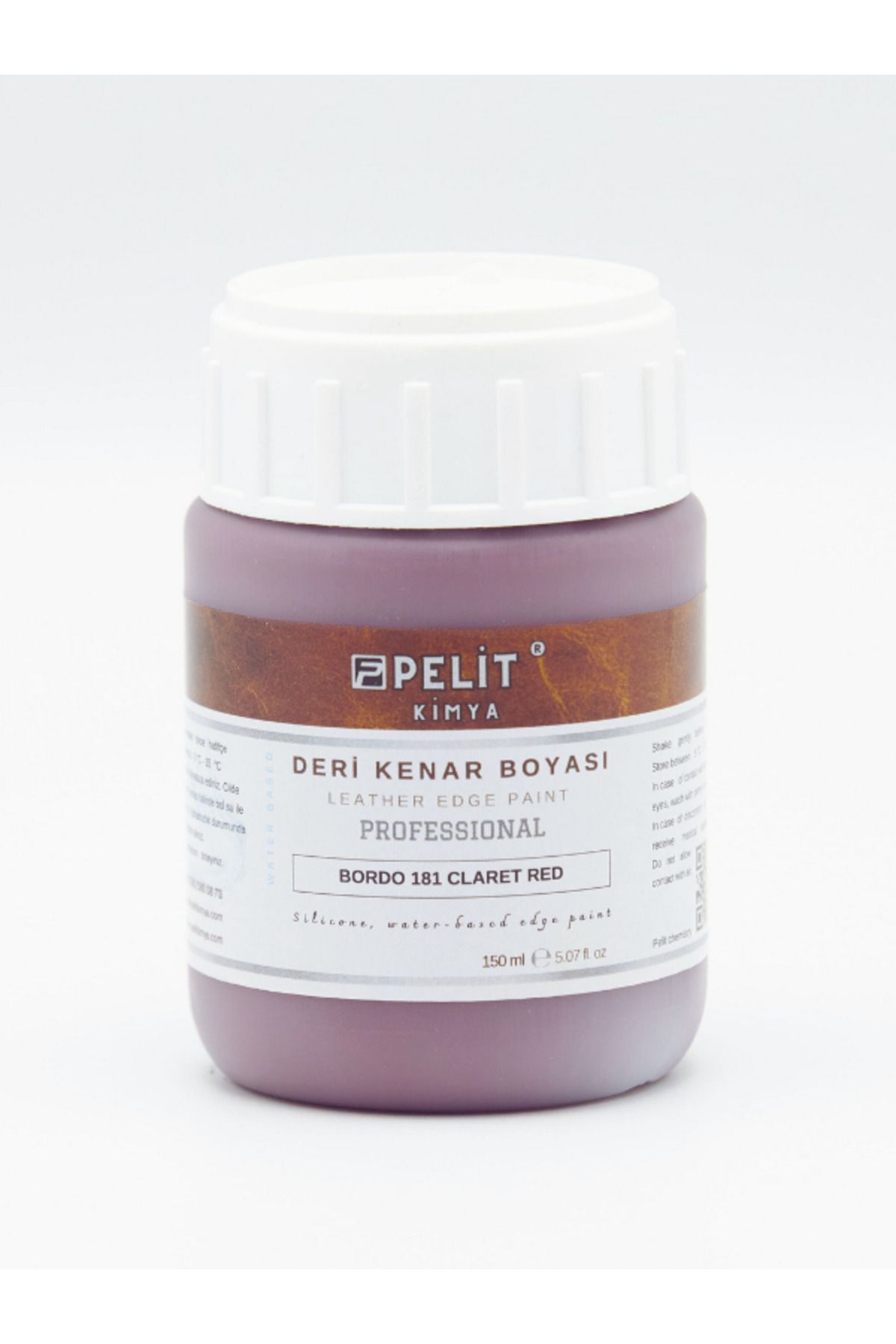 Pelitkimya DERİ KENAR BOYASI BORDO 150 ML PROFESYONEL DERİ HOBİ LEATHER EDGE PAINT CLARED RED