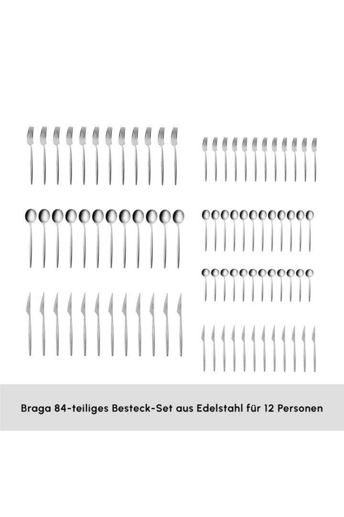 Karaca-Braga Besteckset Mit Box Set 84-teilig Edelstahl Besteck Set 2