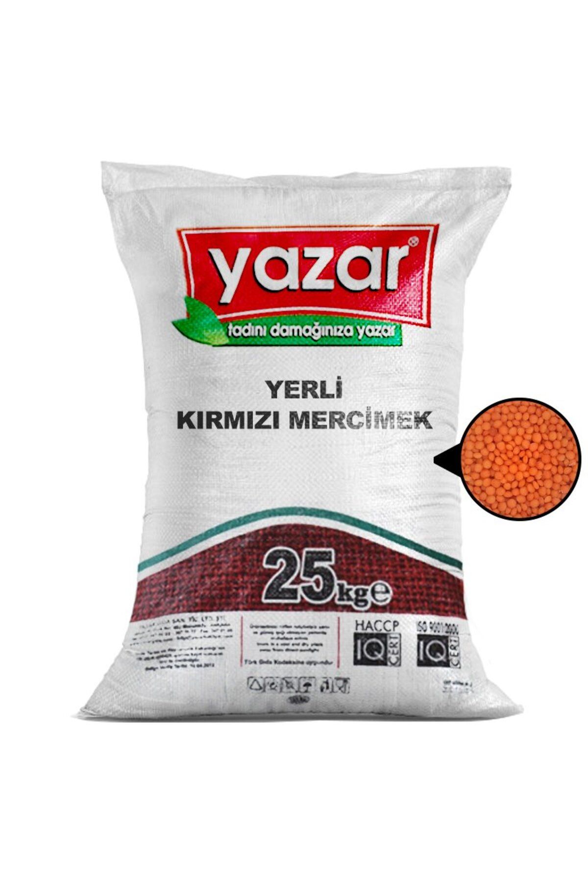 YAZAR Yerli Kırmızı Mercimek 25 Kg.