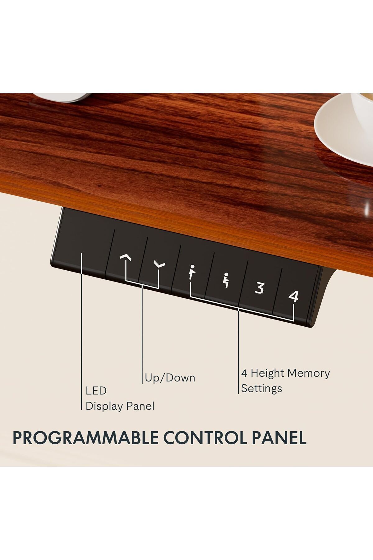 Mahmayi-FLEXISPOT Standing Desk 48 x 24 Inches Adjustable Height Desk - Black Frame + Mahogany Top 4