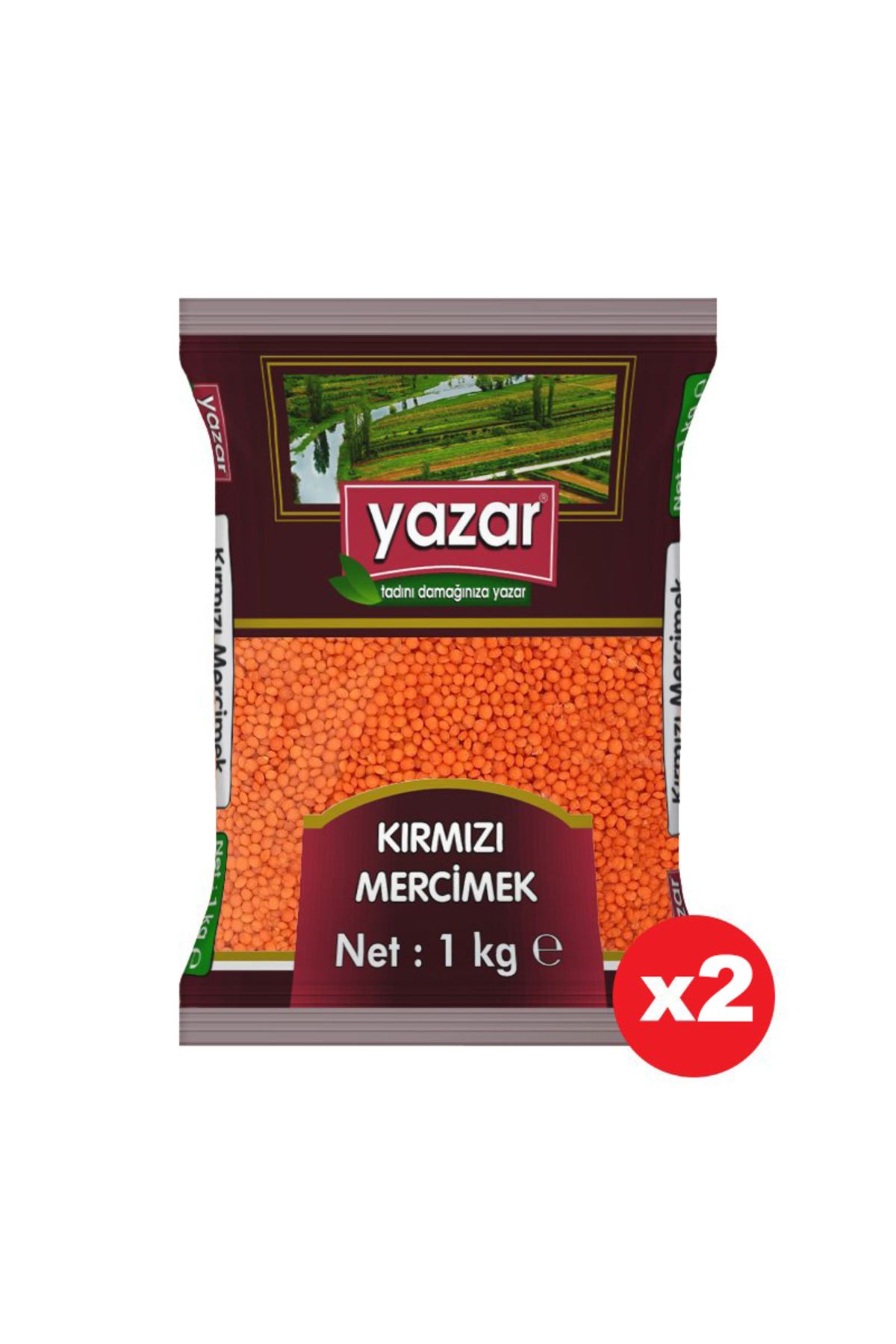 YAZAR Yerli Kırmızı Mercimek 1 Kg. x 2 Adet