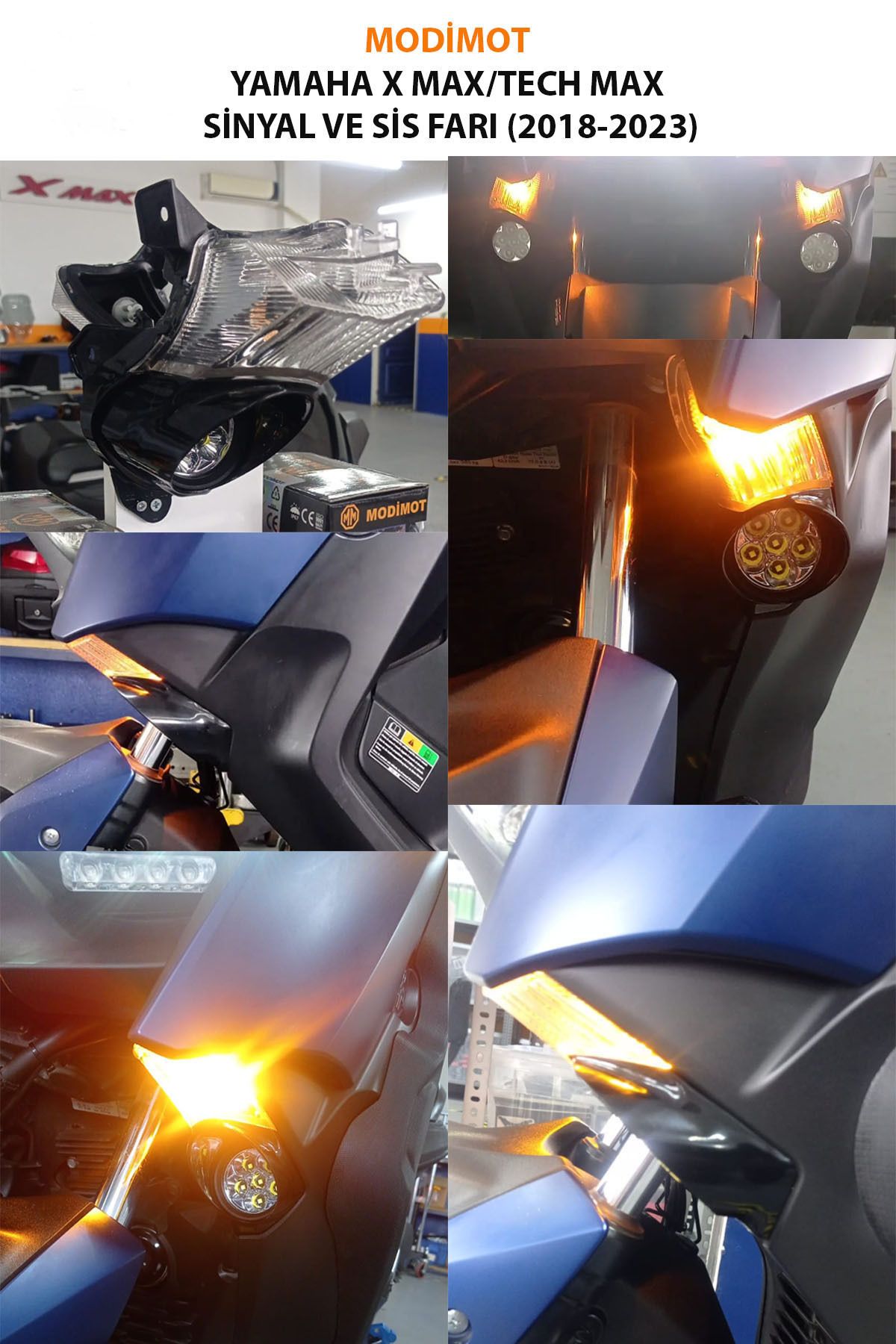 modimot Modi̇mot Yamaha X-max - Tech Max Uyumlu Gövdeli̇ Si̇nyal Ve Si̇s Fari (2018-2023)