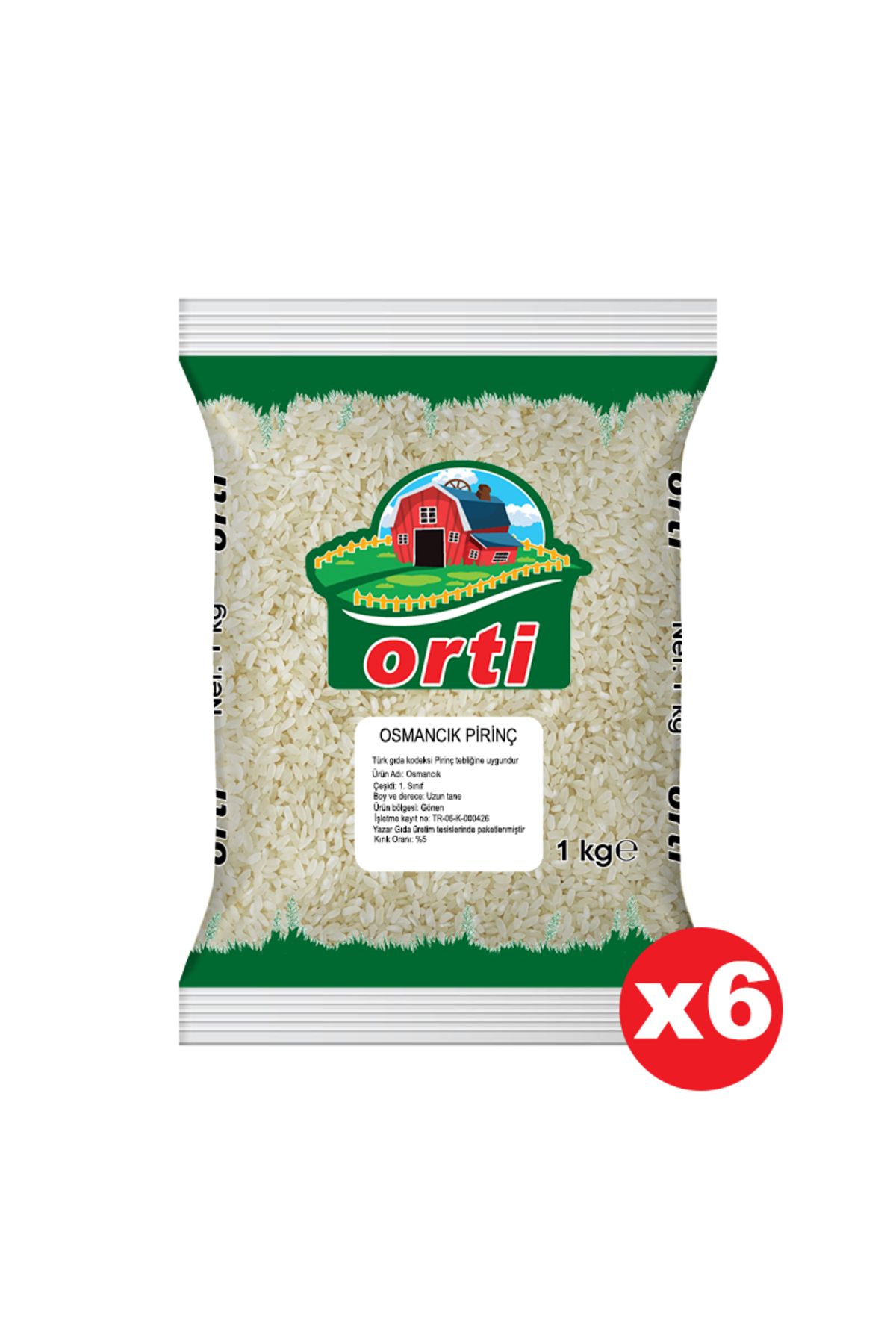 orti Osmancık Pirinç 1 Kg x 6 Paket.