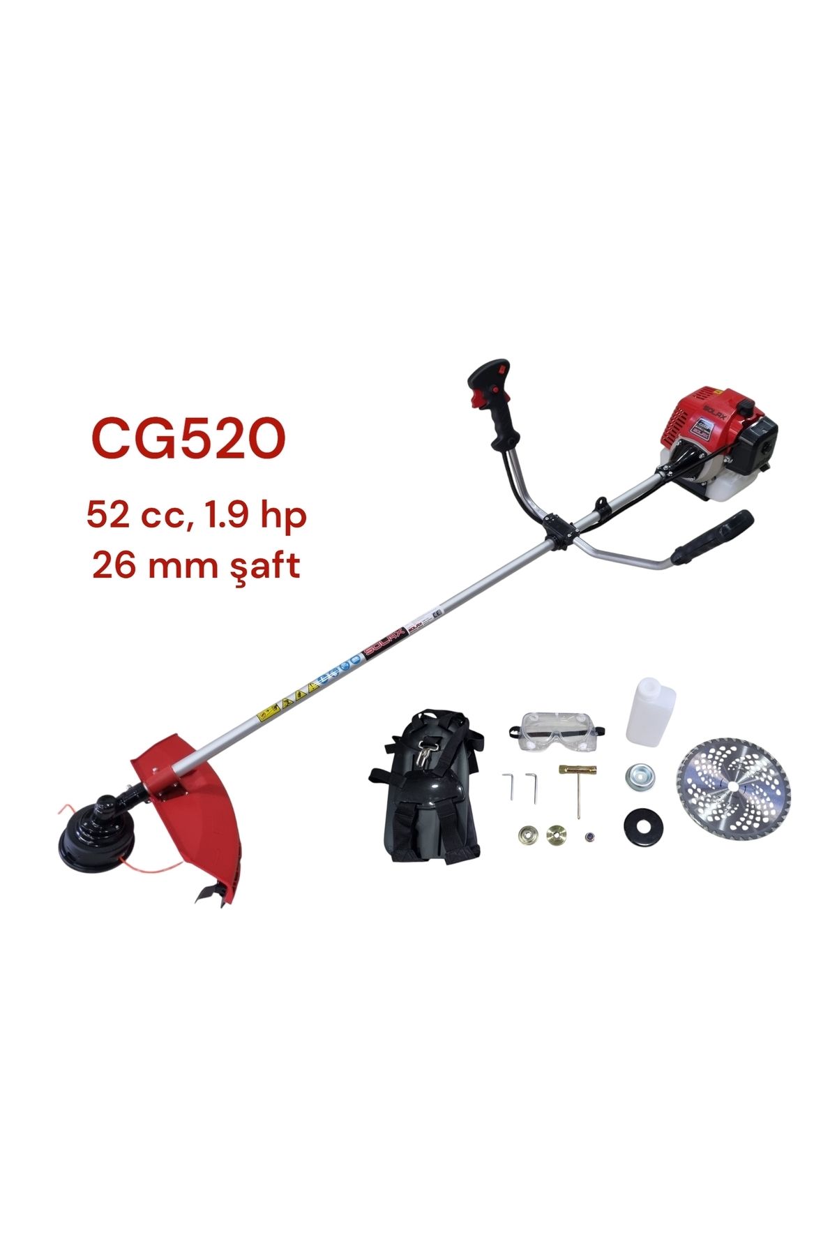 Solax CG520 Benzinli Motorlu Yan Tırpan 52 cc 1.9 Hp