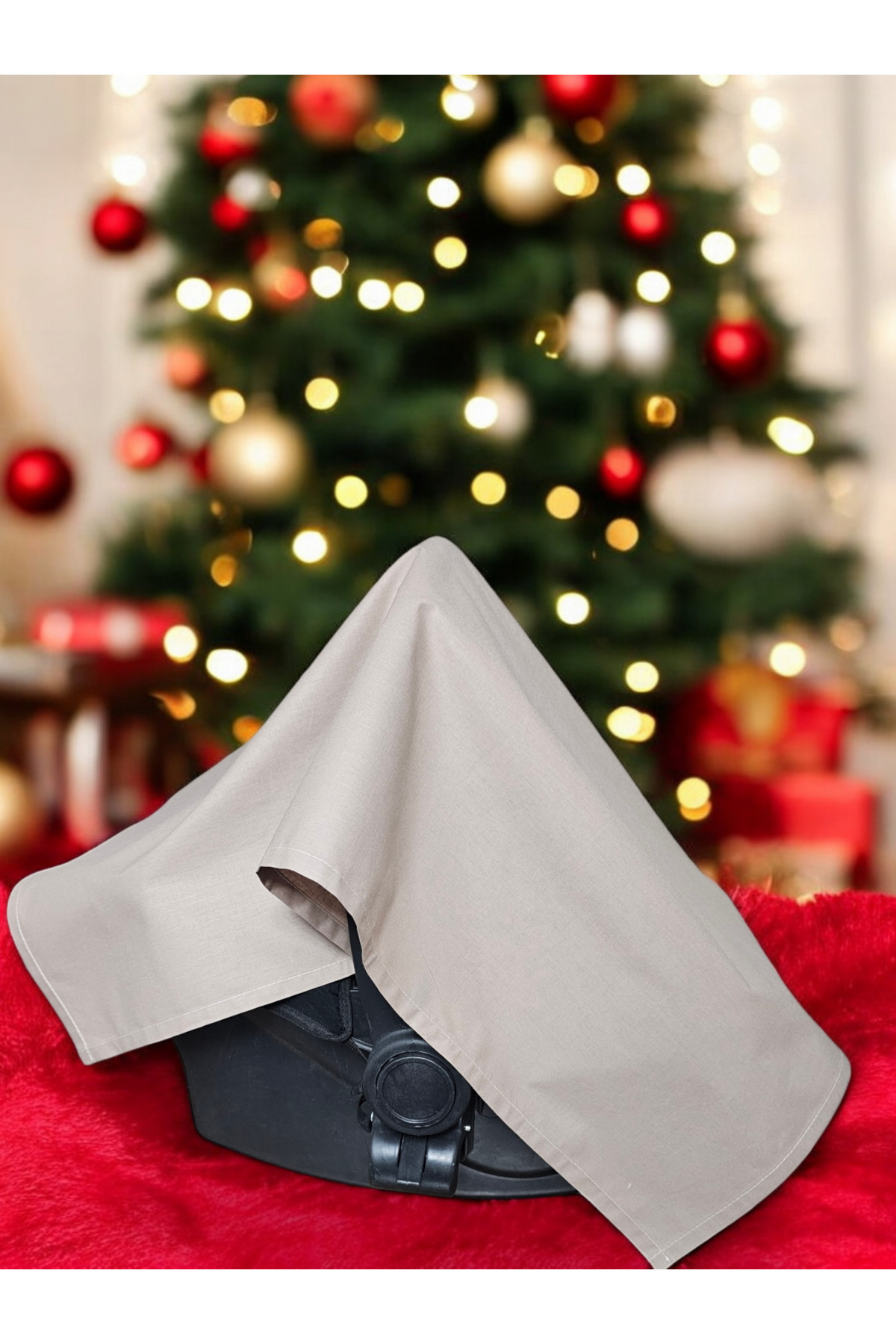 BeybiNest Balenli Emzirme Önlüğü 100x80 Cm Ayarlanabilir Boy Latte Emzirme Örtüsü Organik Pamuklu fotoğrafı 3 (önizleme)