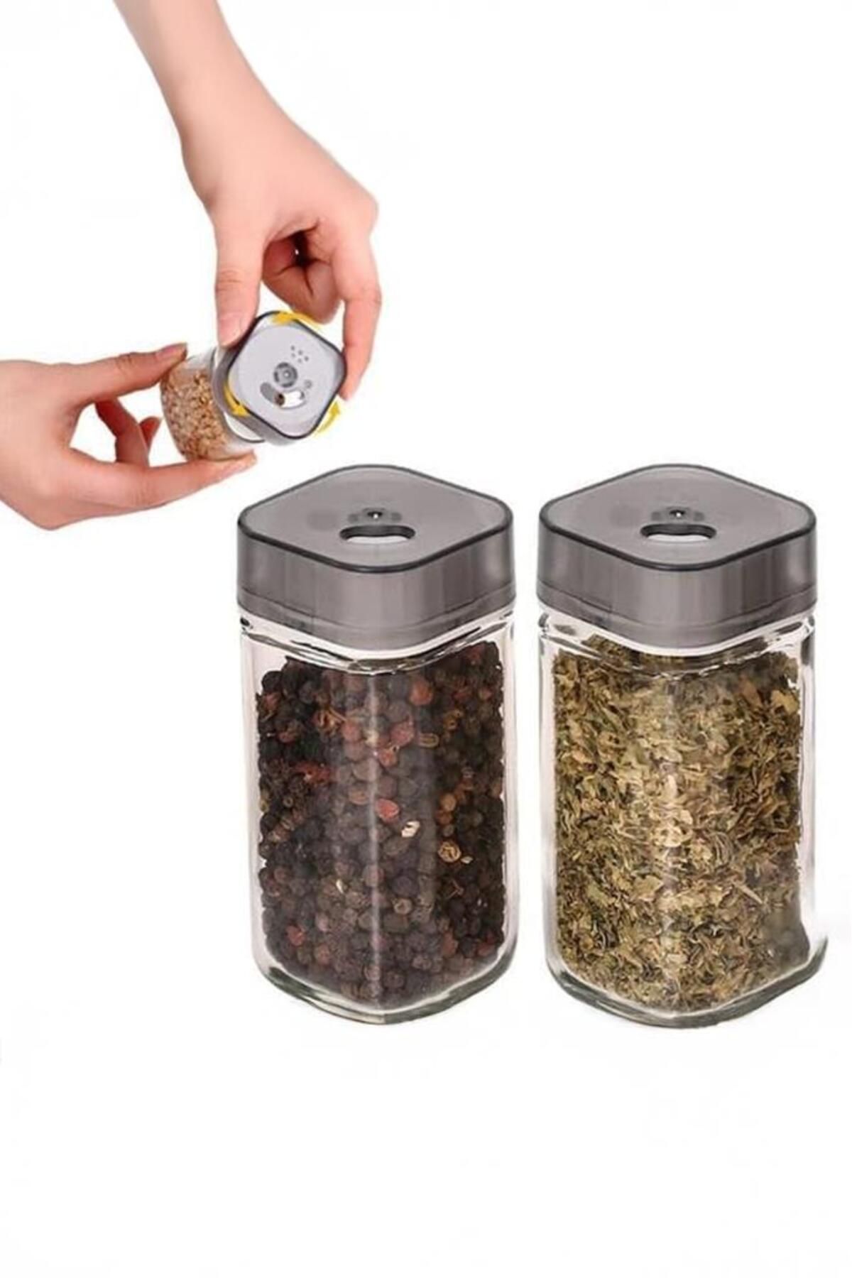 Digithome-Set of 12 Rolling Glass Square Spice Dispensers with Label 120ml Thn86502 C- 1-1-18 3