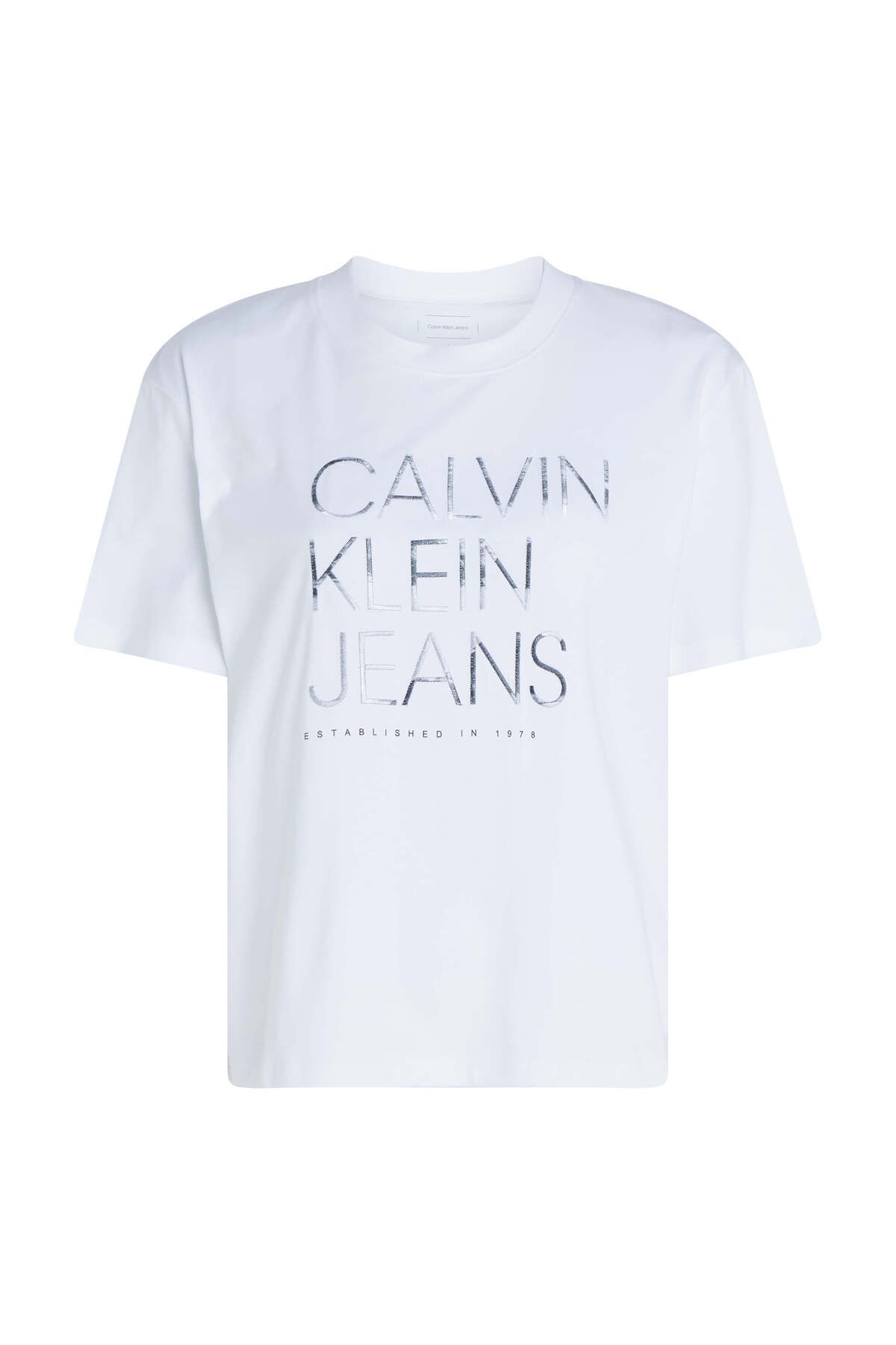 Calvin Klein-Dámske sivé tričko s vyšívaným logom v bielej farbe 4