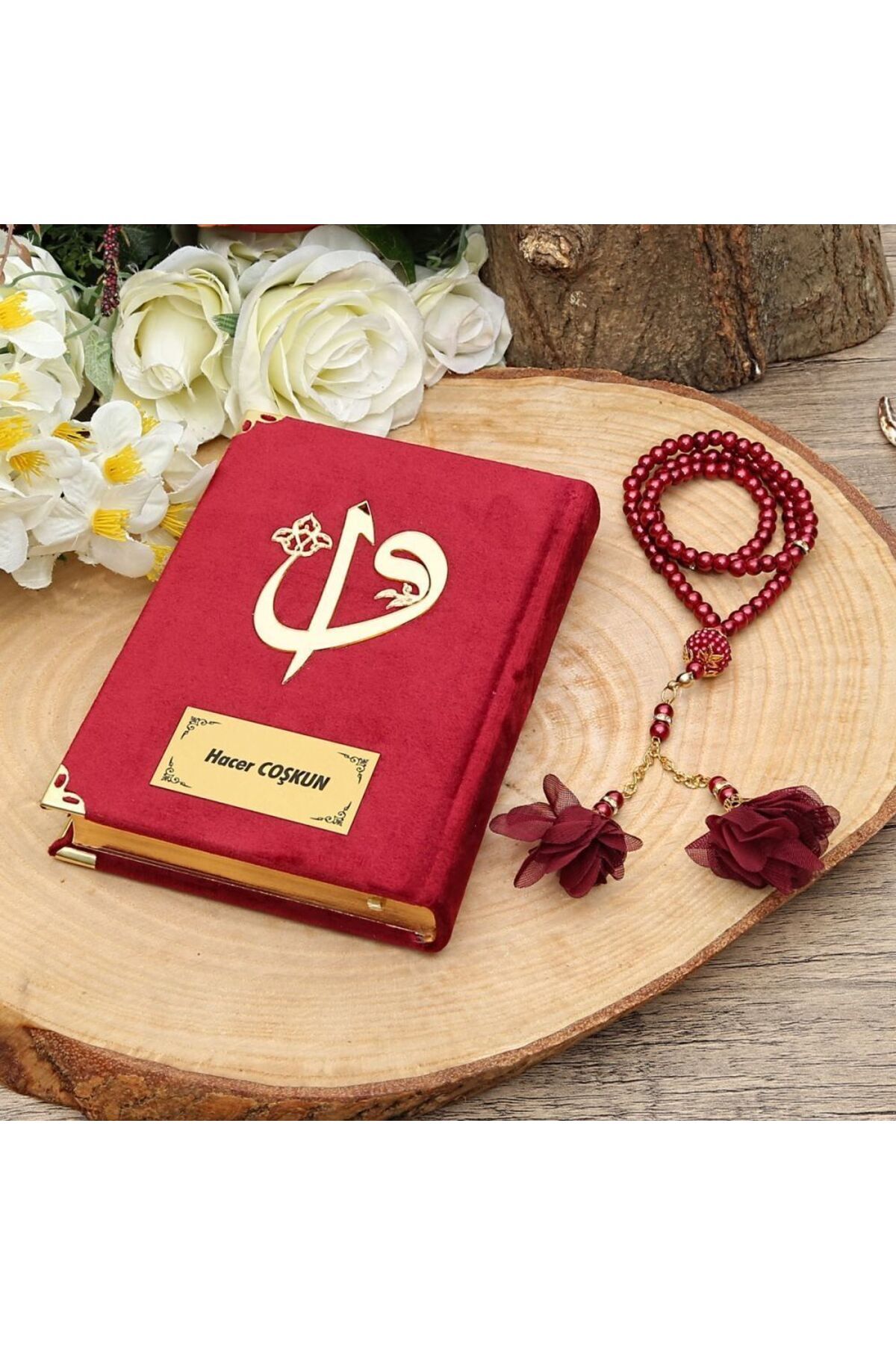 İkranur Canım Annem Doğum Günü Hediyesi Çanta Boy Kadife Kaplı Kur'an-ı Kerim İnci Tesbih Hediyeli fotoğrafı 4 (önizleme)