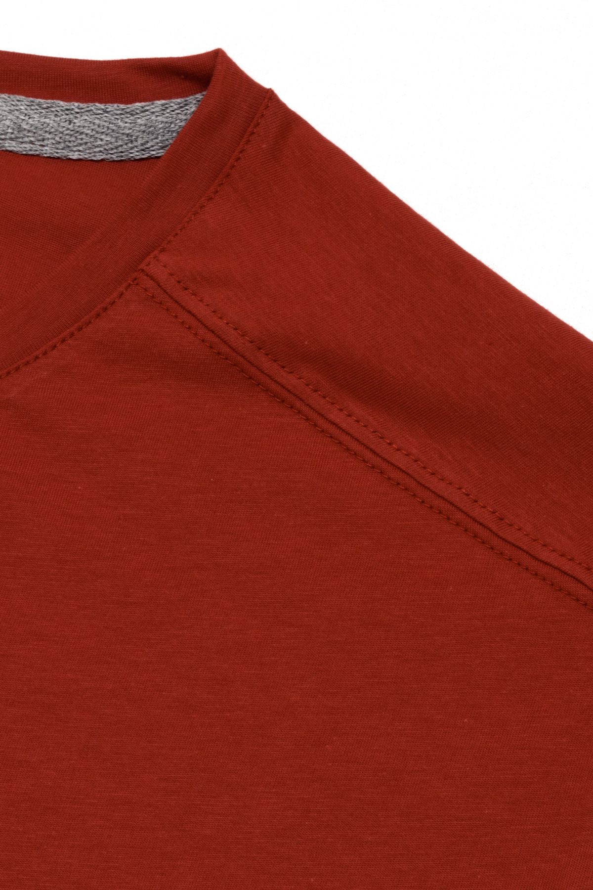 Cottonland-Colbert Men's Long Sleeve O Neck Unprinted Combed Cotton T-Shirt - Paprica 4