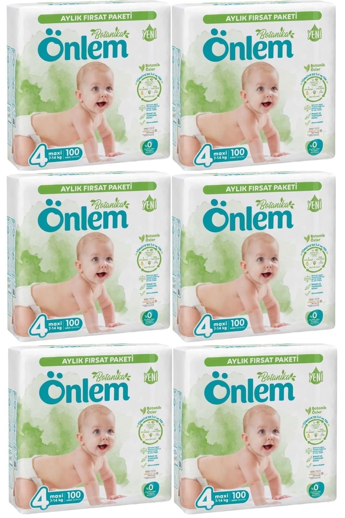 ÖNLEM Önlem Bebek Bezi Botanika Beden:4 (4-9KG) Maxi 600 Adet Aylık Ekstra Fırsat Pk