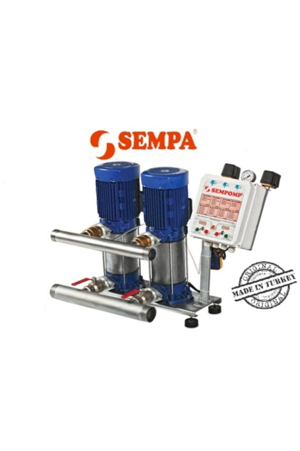 SEMPA Sps 90/10 Çift Pompalı 2×4 Hp Trifaze 380v Paket Hidrofor Seti / %100 Türk Malı