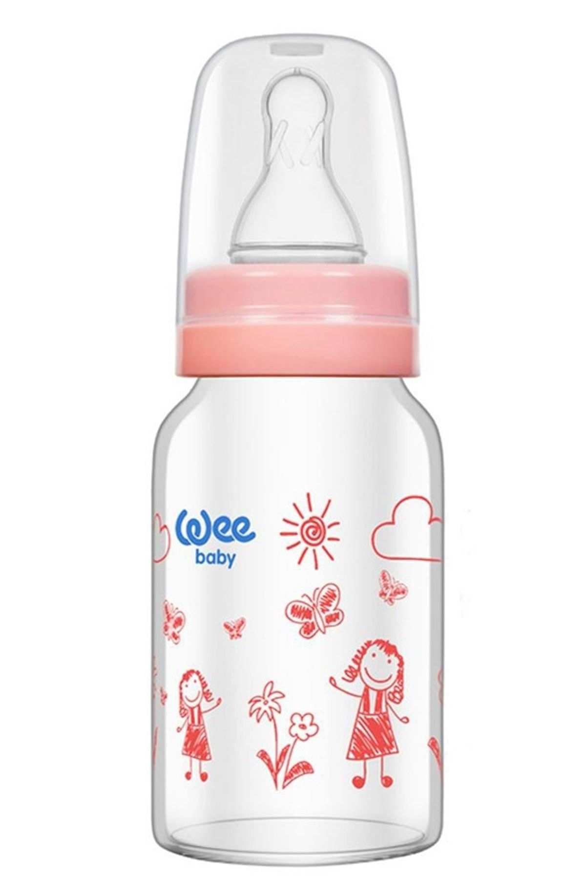 Wee Baby Isıya Dayanıklı Cam Biberon 120ML (Kod:770) - Pembe