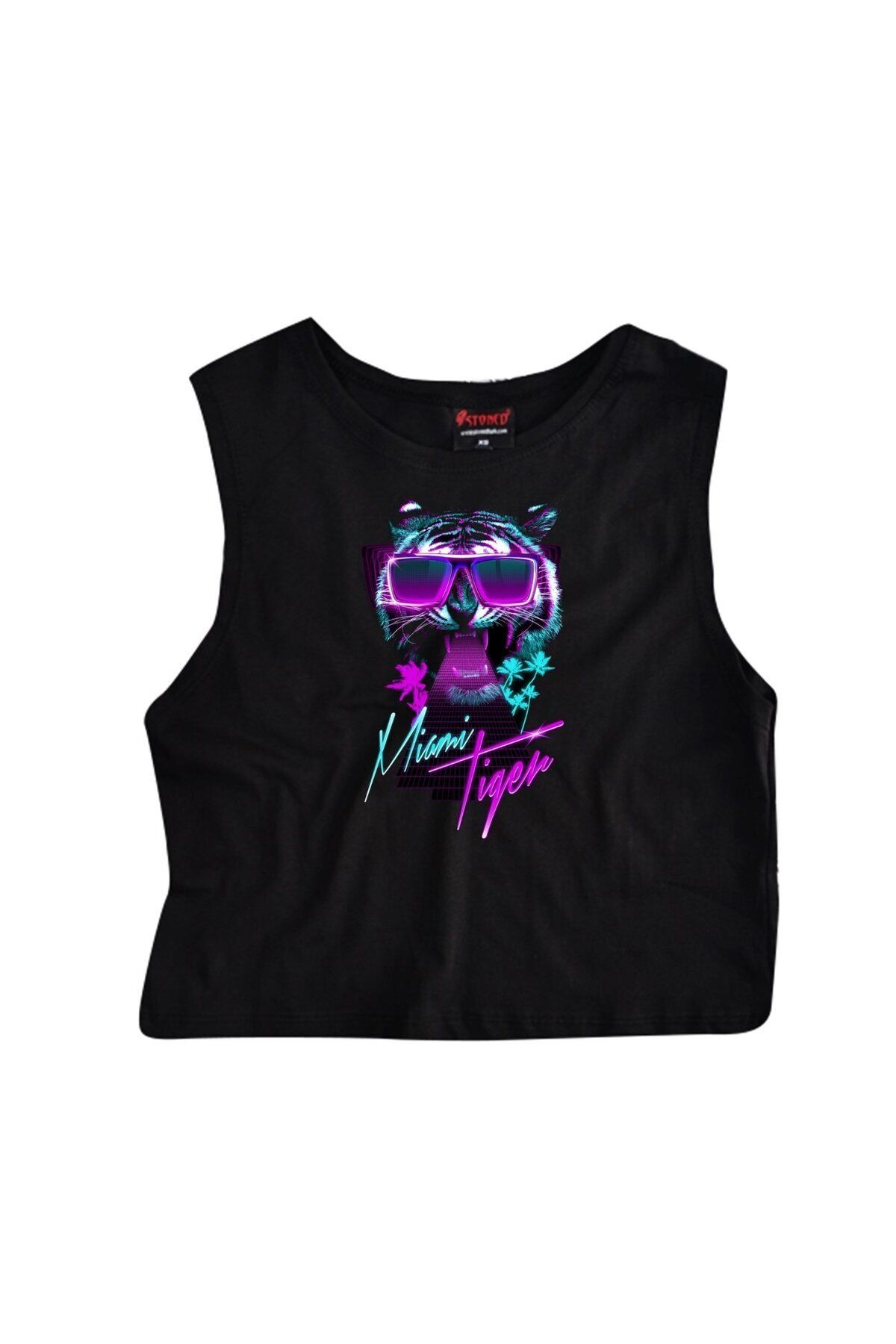 fame-stoned-Tiger Crop Top Printed Navel Top-half T-shirt 1