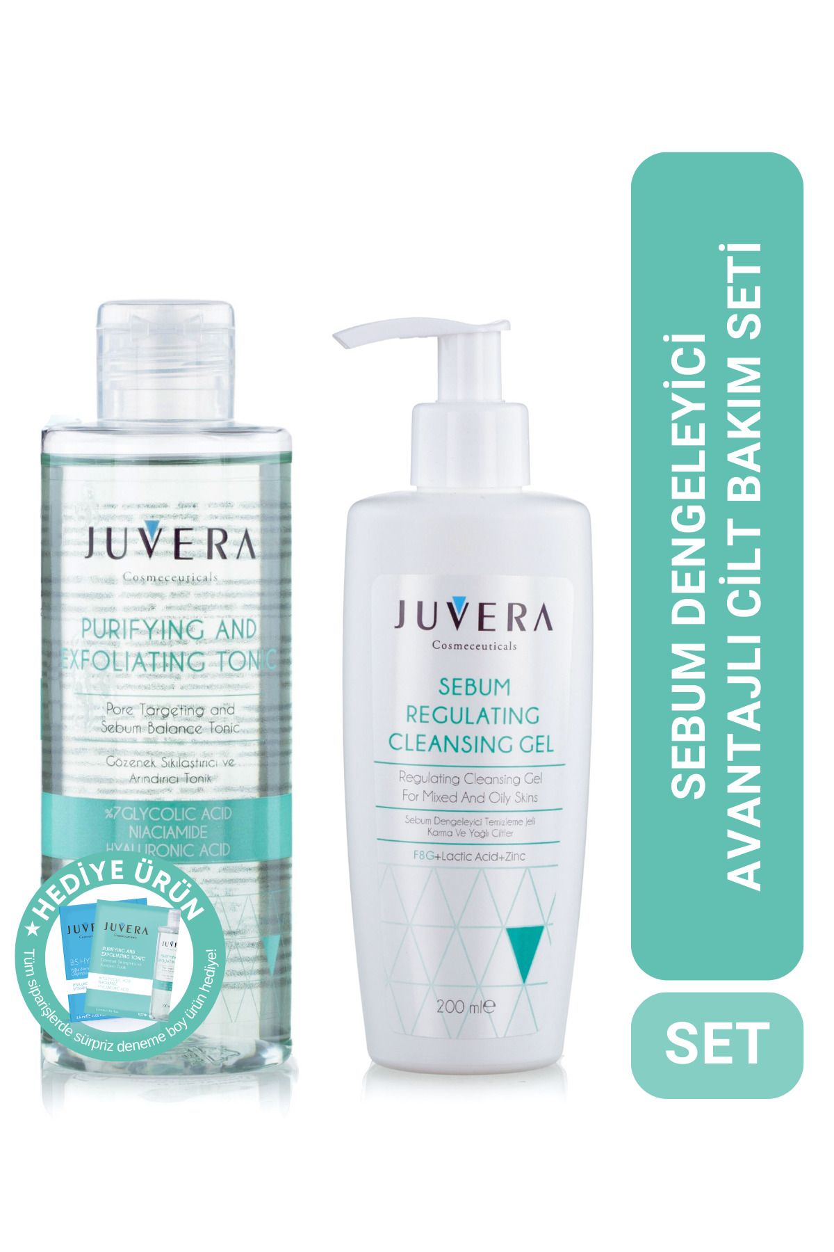 JUVERA Cosmeceuticals Yağlı Ve Akneye Eğilimli Ciltler Için Temizleme Jeli Ve Gözenek Sıkılaştırıcı Arındırıcı Tonik-1