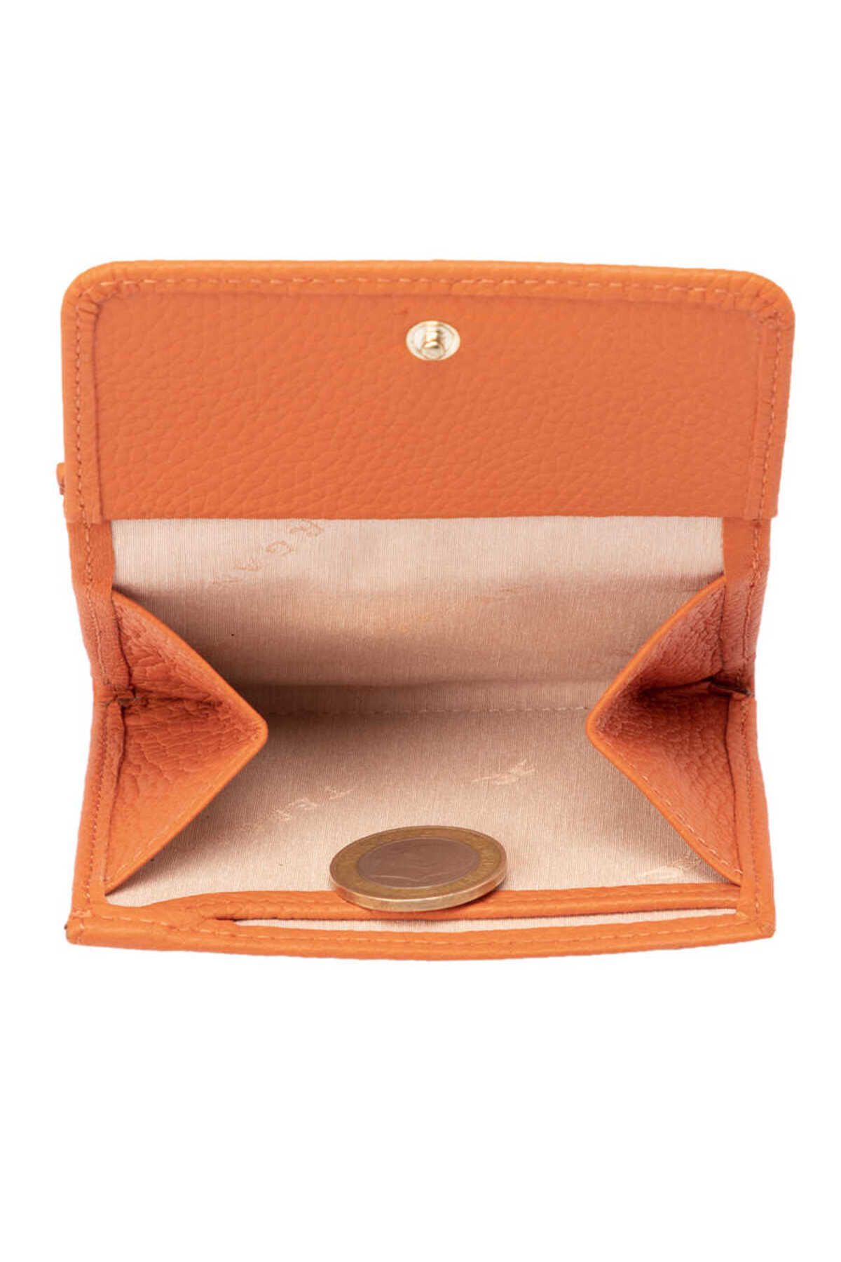 Tergan-Orange Leather Women's Wallet - S1Cb 00005627 -J35 3