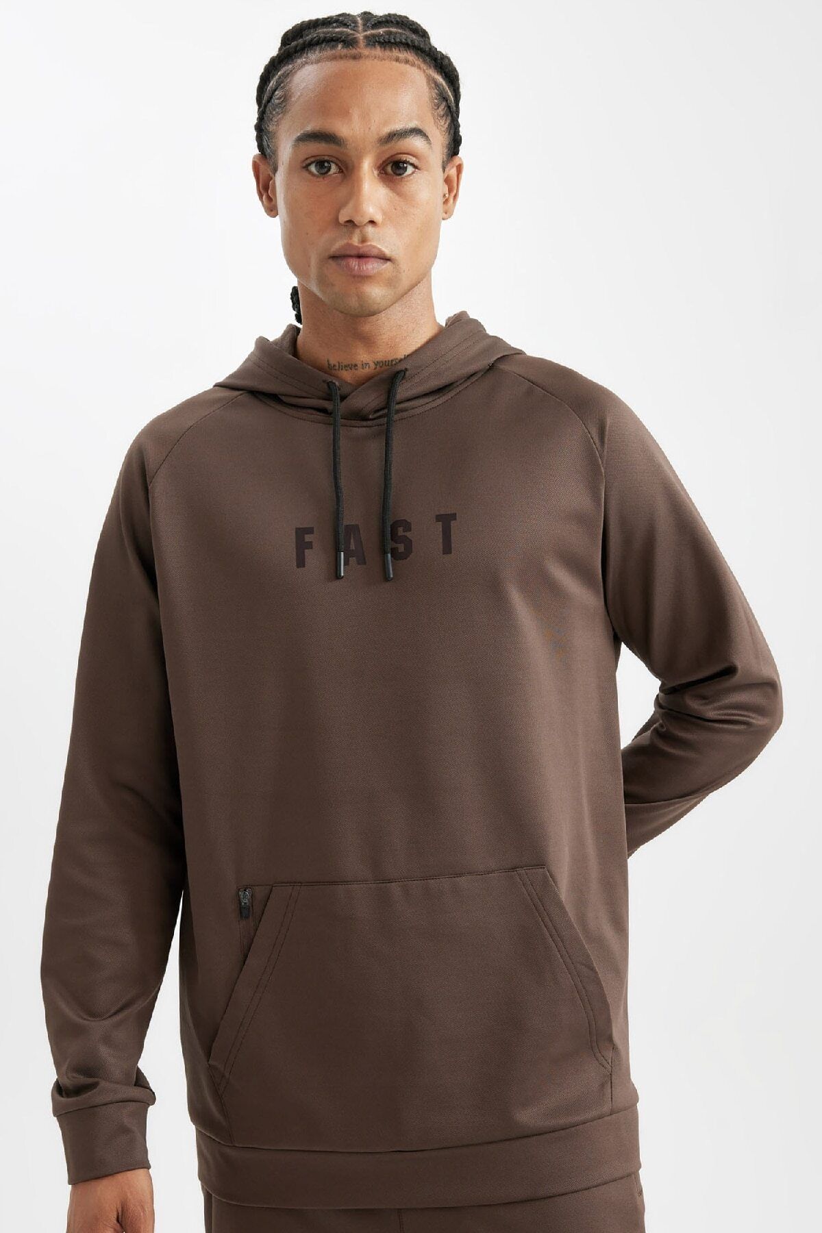 DeFacto-Skuba Diver Stoff-Sweatshirt mit Kapuze und Taschen – passend für Standard D1950ax24au 1