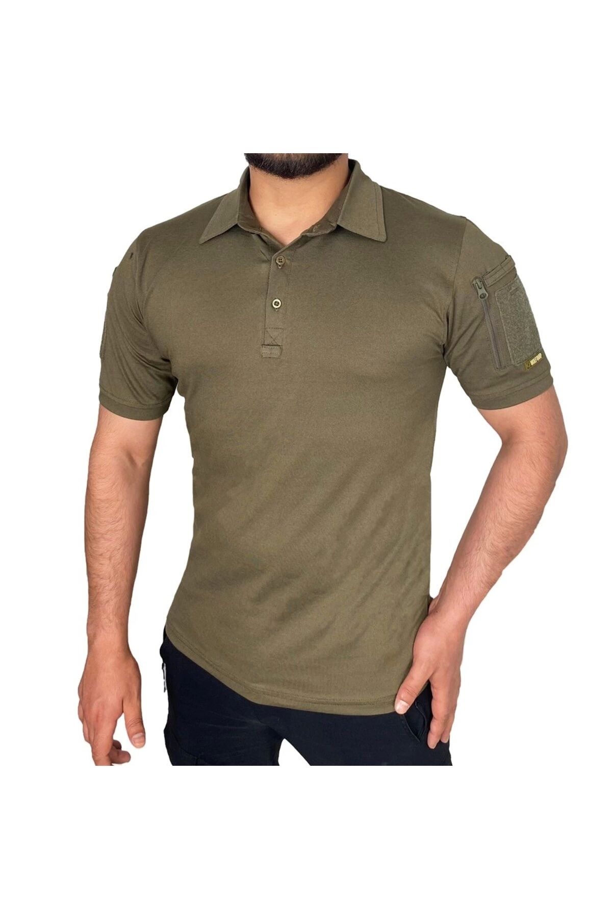 Astüm Askeri Malzeme Polo Yaka 2 Cepli Kısa Kollu Taktik T-Shirt Haki