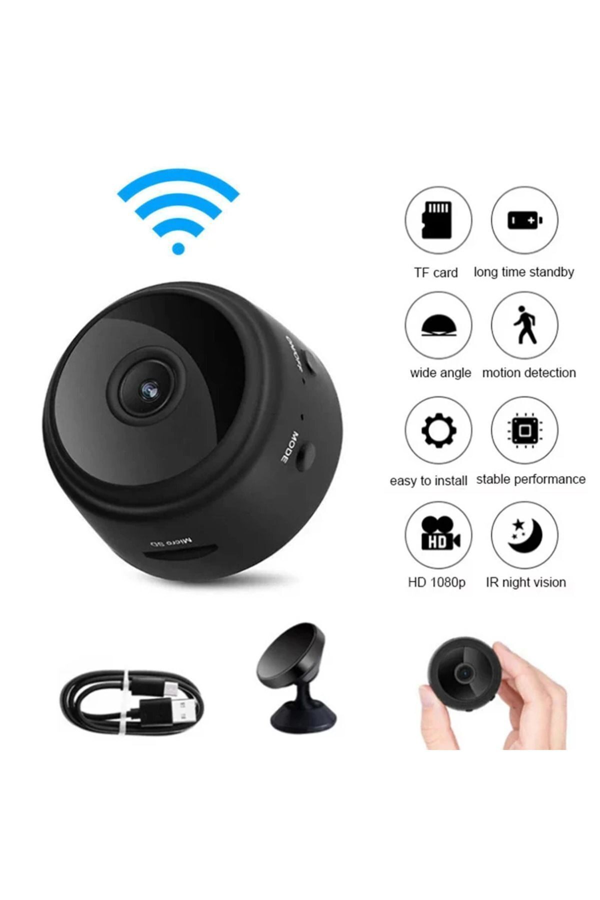 renesta 1080P  Mini Gizli Kamera - Kablosuz Wifi Özellikli Güvenlik kamerası Taşınabilir Mini kamera