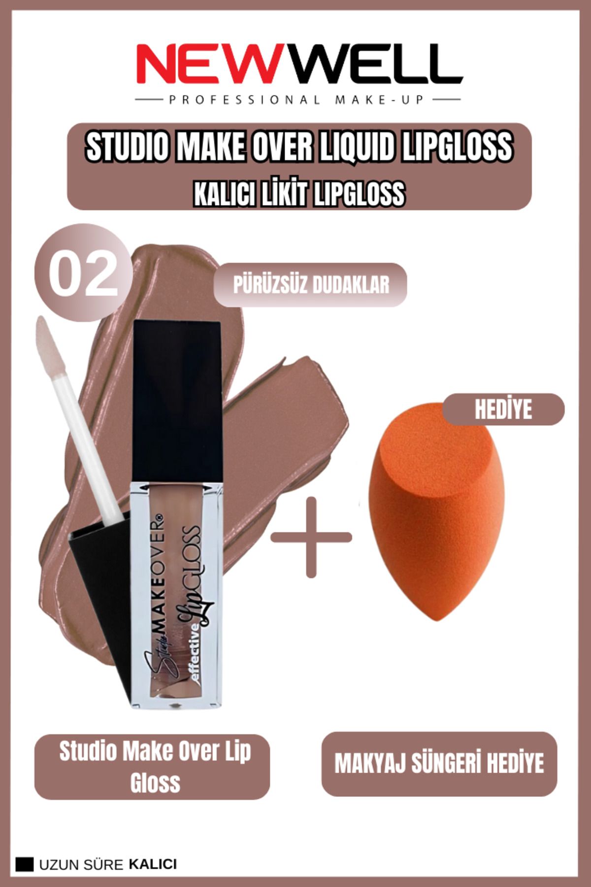 New Well Make Over Studıo Lip Gloss 04 & Makyaj Süngeri Hediye