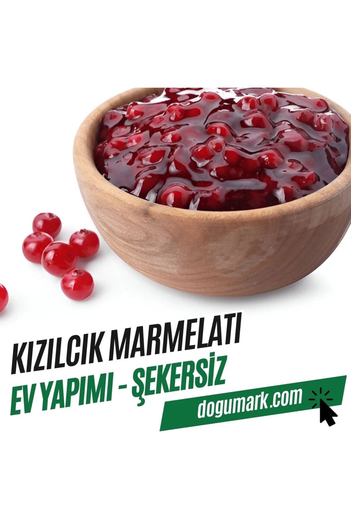 DoğuMark Kızılcık Marmelatı - Ev Yapımı - Şekersiz (660cc-Net500g℮)