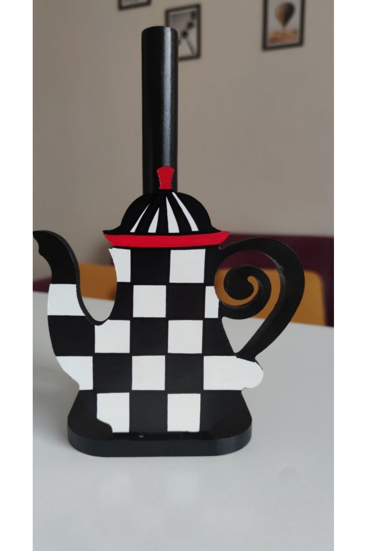 Dama desenli çaydanlıklı kağıt havluluk rulo havluluk teapot checkered - 3
