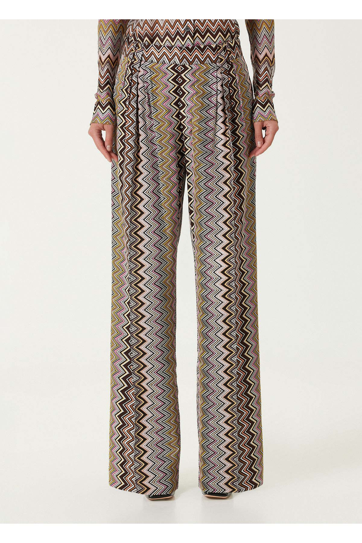 Missoni-Yellow Zigzag Patterned Pants Size: 48 2