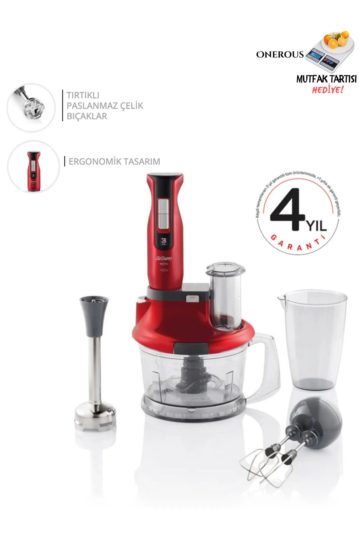 Arzum 1500w Motor Gücü Buz Kırma & Doğrayıcı Blender Set & Mutfak Robotu 4 Yil Garantili