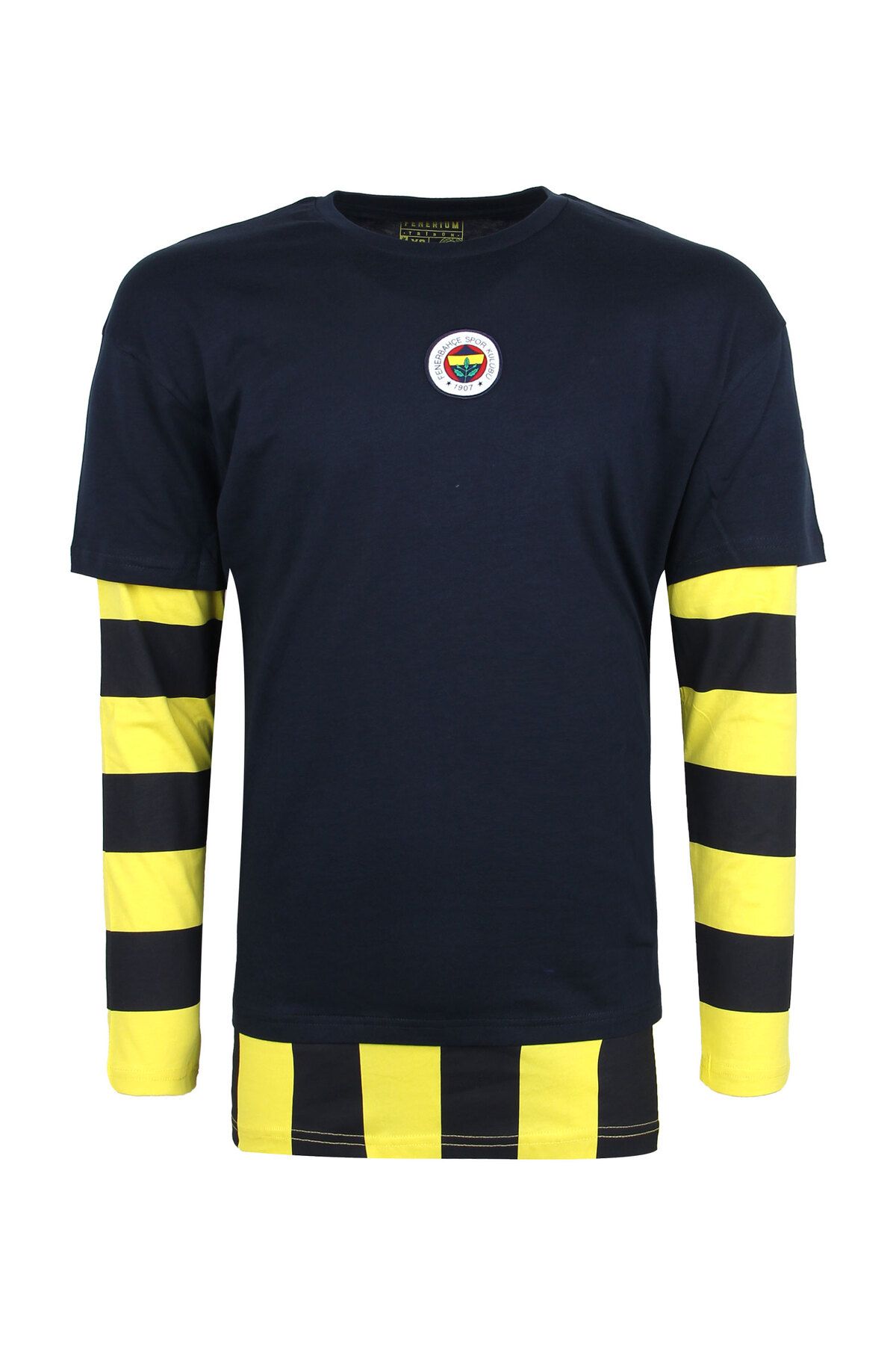 Fenerium-Pánské tričko Fenerbahçe Navy Blue Grandstand Striped Detailed Oversized 1