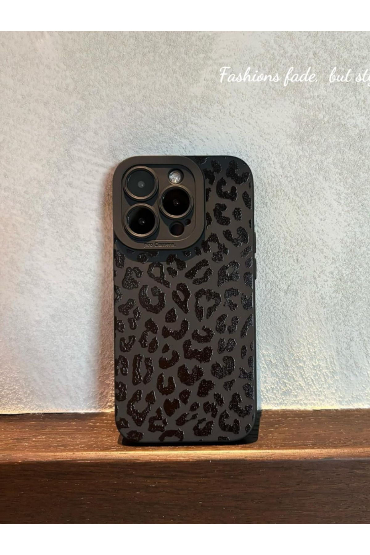 KVK PRİVACY-iPhone 14 Pro Compatible Case Matte Black Leopard Pattern Soft Camera Protection Cover 6