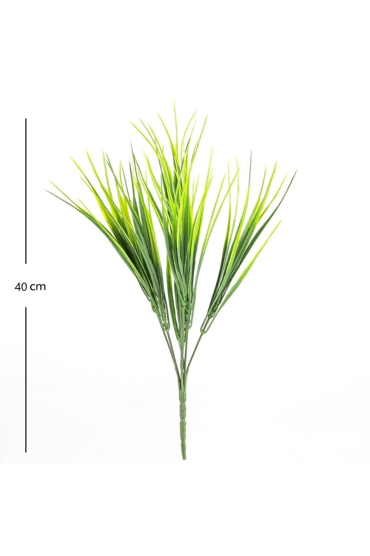 NAXAY Dekoratif Yapay Çiçek Tırtıklı Grass Demeti Yapay Saz Aranjman 40 Cm