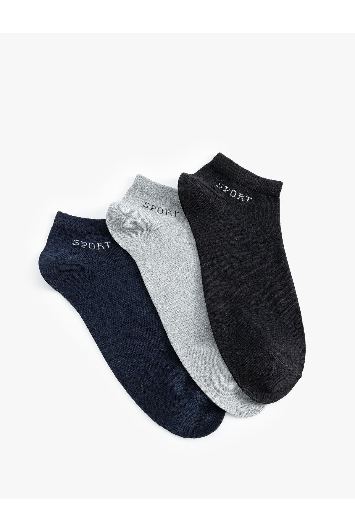 Koton-Set of 3 Booties Socks - Slogan Printed, Multicolored, Cotton Blended 1