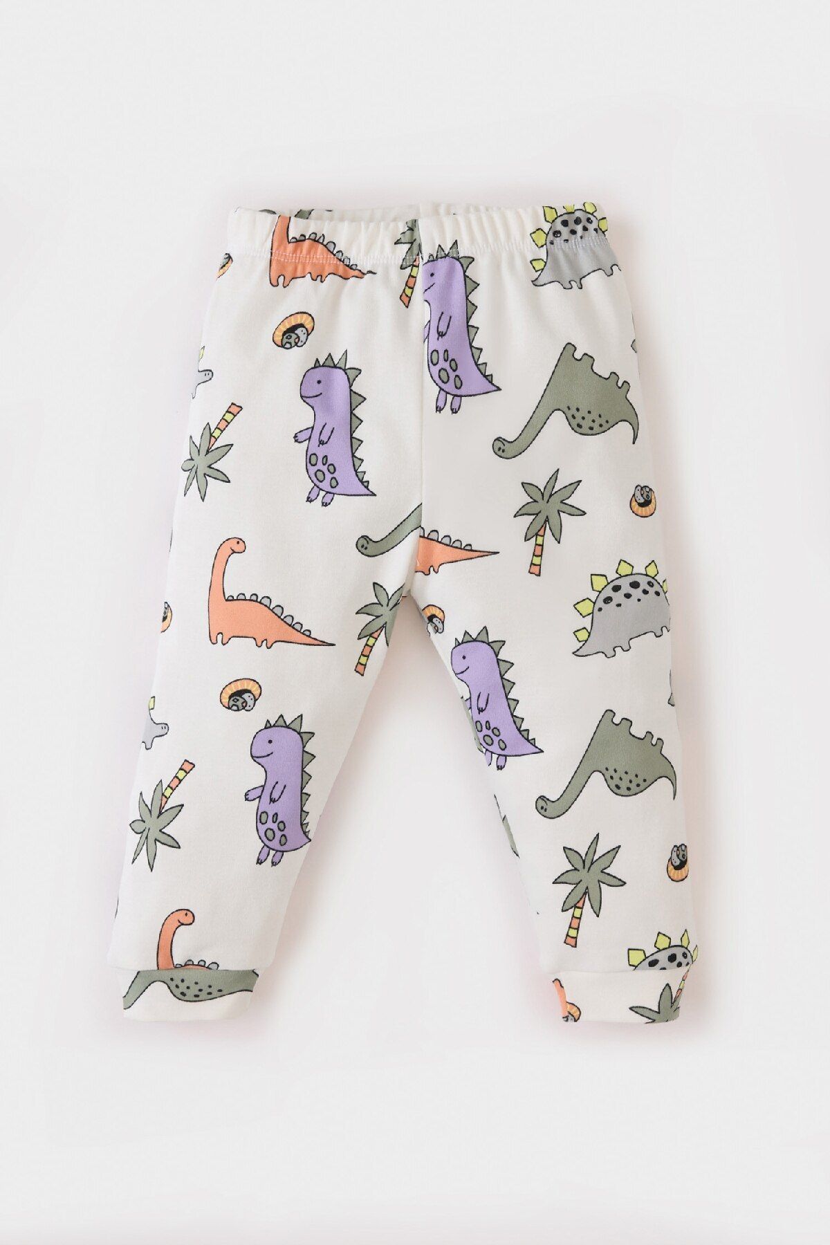 DeFacto-Baby-Pyjama-Set für Jungen – Dinosaurier-Aufdruck, lange Ärmel, elastische Taille, langer Boden D9070A525SP 2