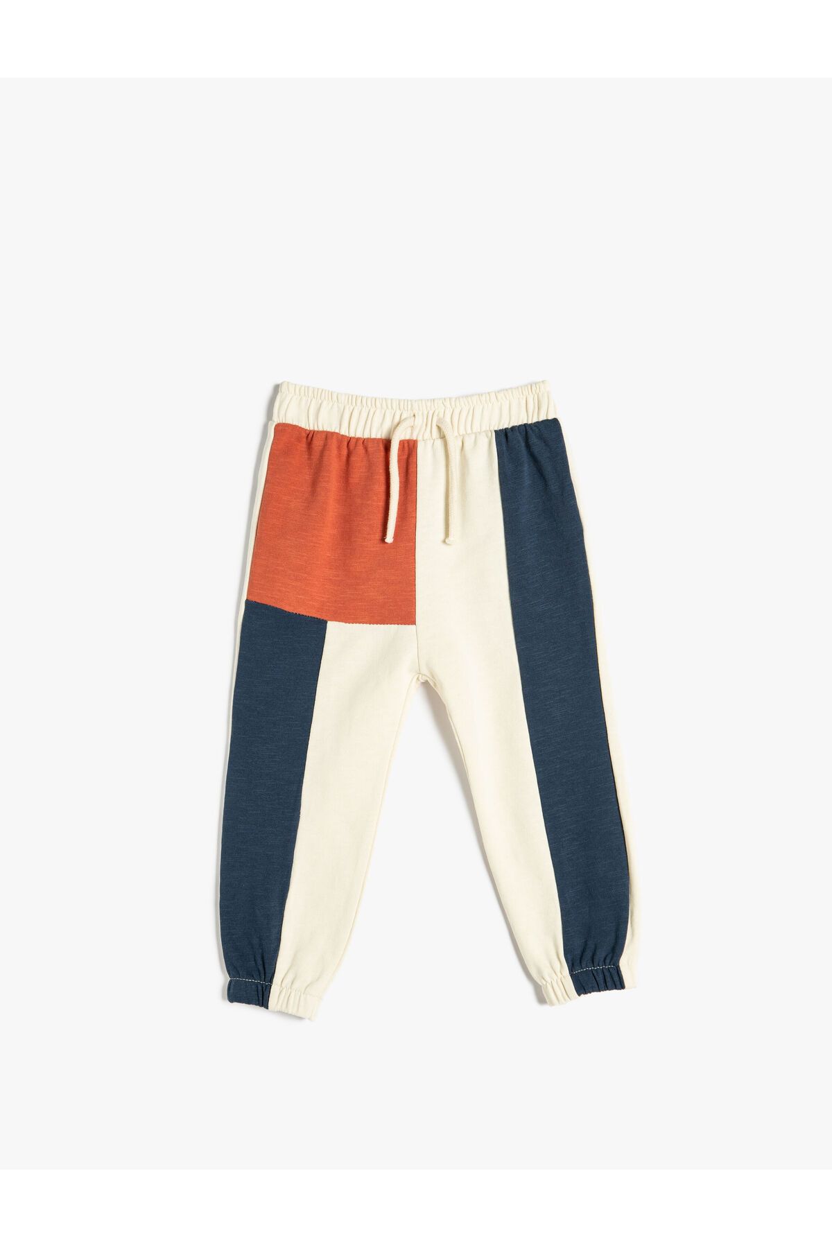 Koton-Cotton Raised Color-Blocking Jogger Sweatpants with Tie-Up Waist 1