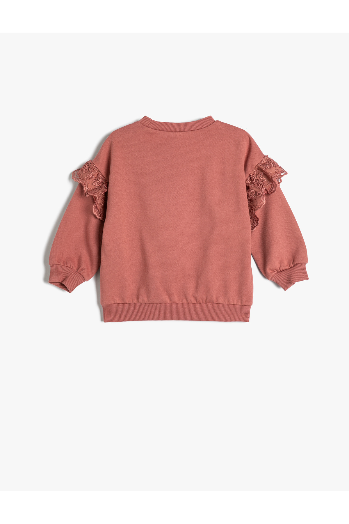 Koton Basic Sweatshirt Fırfırlı Uzun Kollu Bisiklet Yaka Şardonlu Pamuklu fotoğrafı 2 (önizleme)