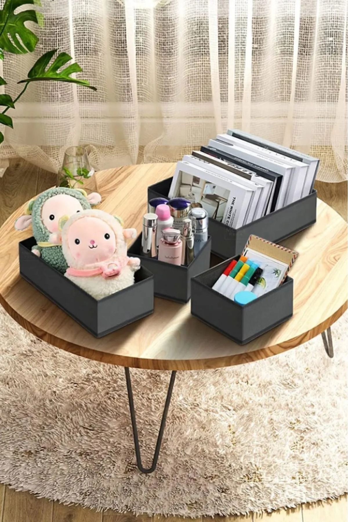 Bayev-Coco Σετ 8 Συρταριών Organizer Organizer Σετ Anthracite - Sock Bra Wrap Fabric Box 4
