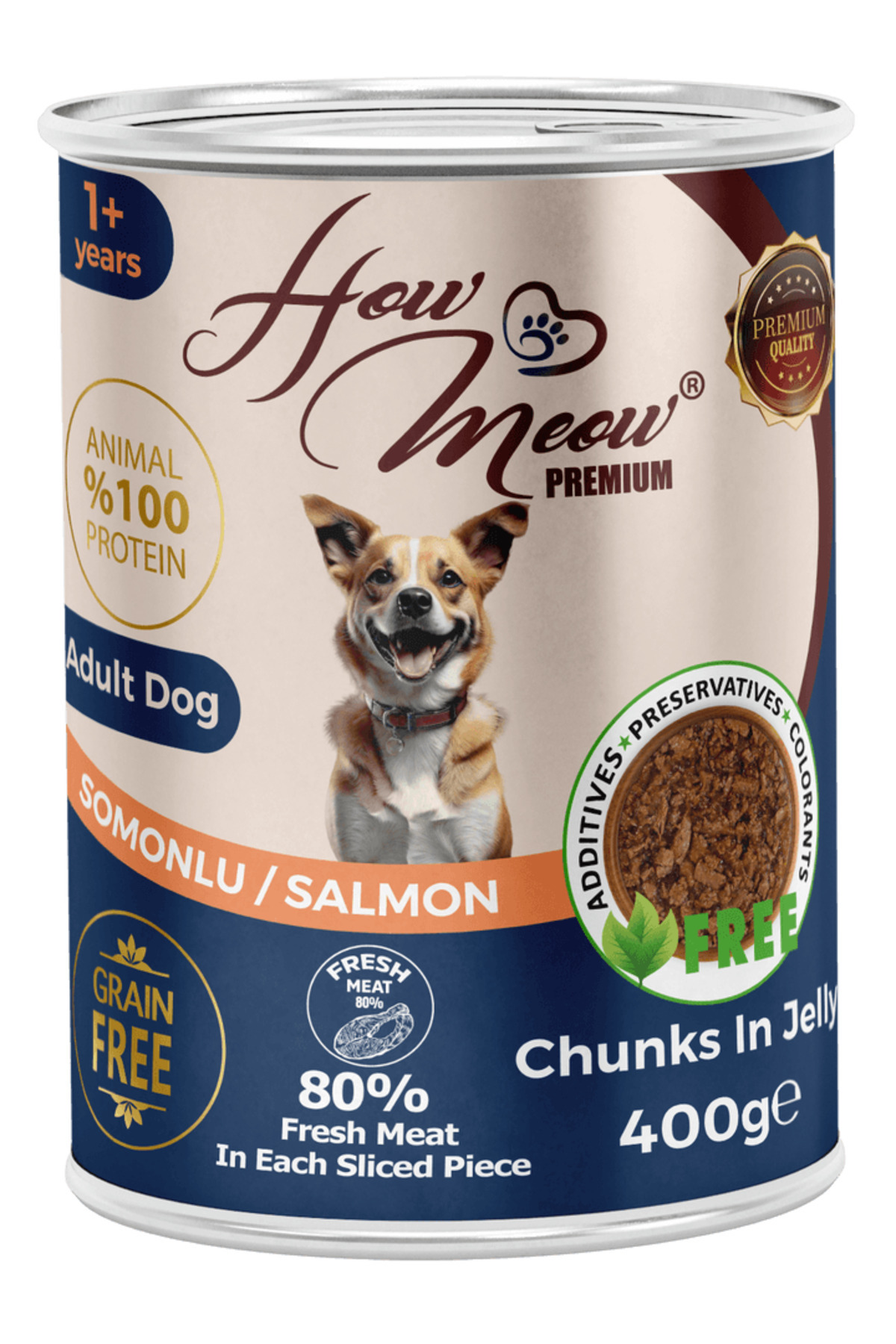 how&meow 12 Adet Jöleli Parça Etli Yetişkin Köpek Yaş Maması Somonlu 400 gram 400 gr
