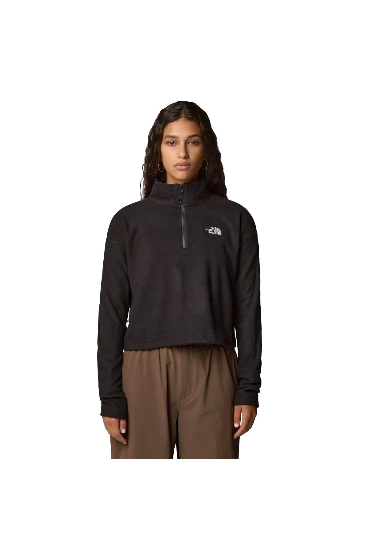 THE NORTH FACE 100 Glacier Cropped Kadın Siyah Outdoor Polar NF0A855N4H01