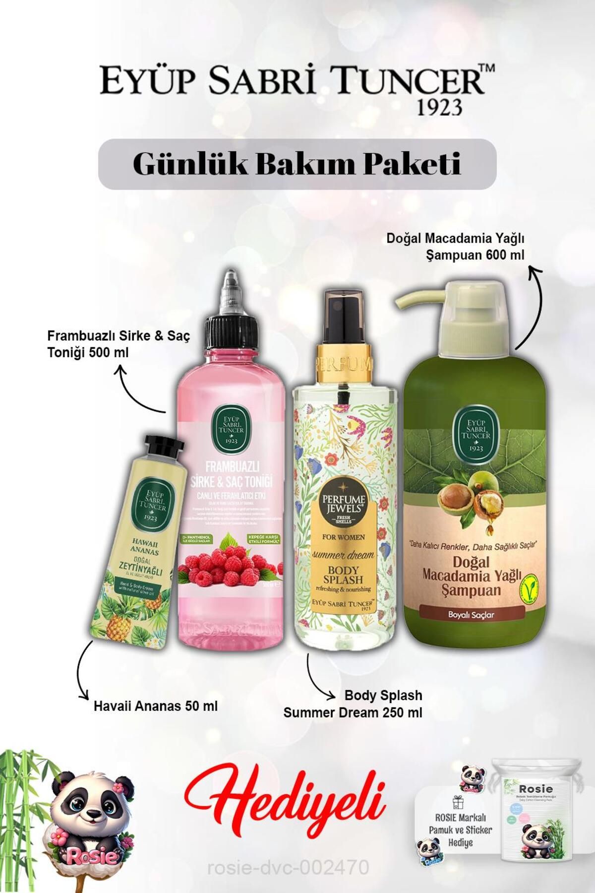 Eyüp Sabri Tuncer Summer Dream Vücut Spreyi, Frambuaz Tonik, Macadamia Şampuan, Krem Hawaii Ananas ve Rosie