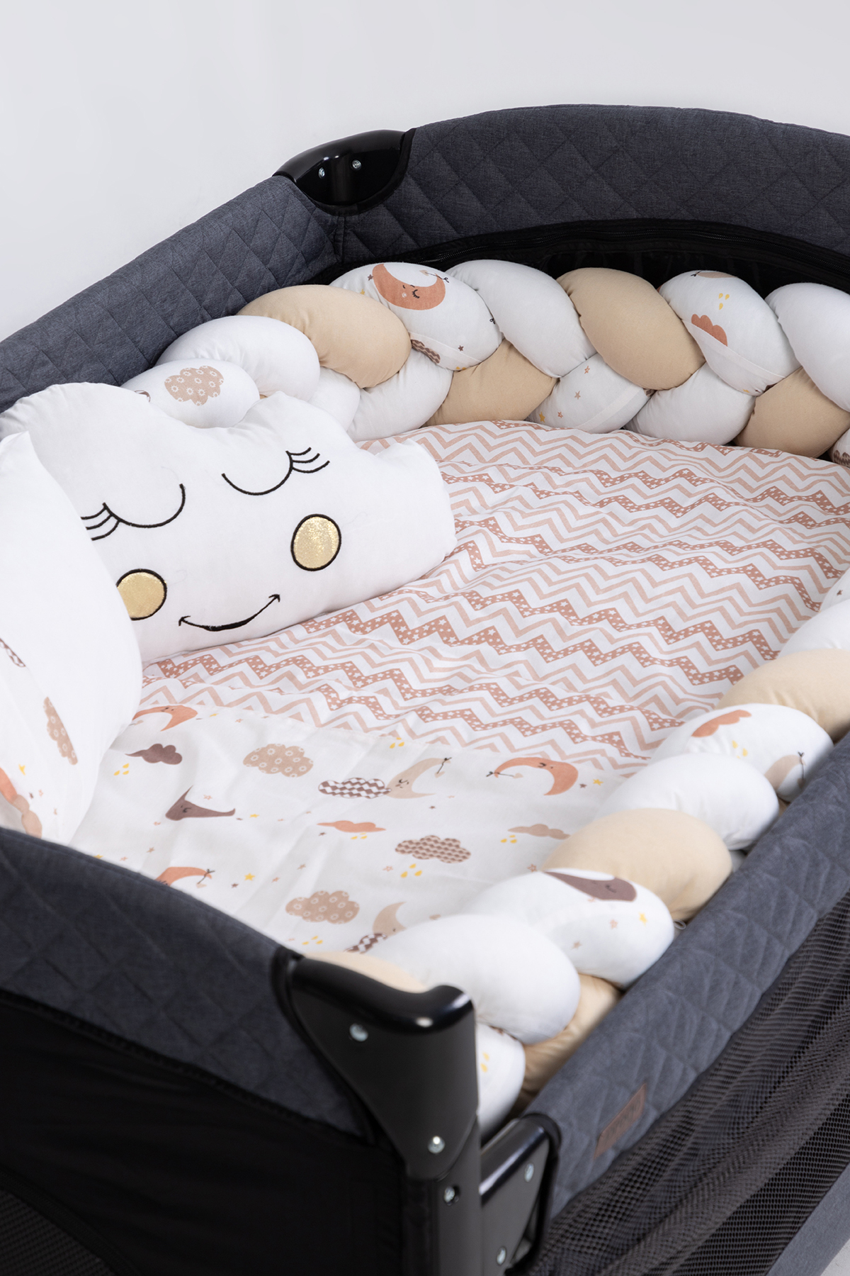 MARAL Örgülü Park Beşik Uyku Seti Kahverengi 70x110, 70x120, 70x130, 60x120 fotoğrafı 2 (önizleme)