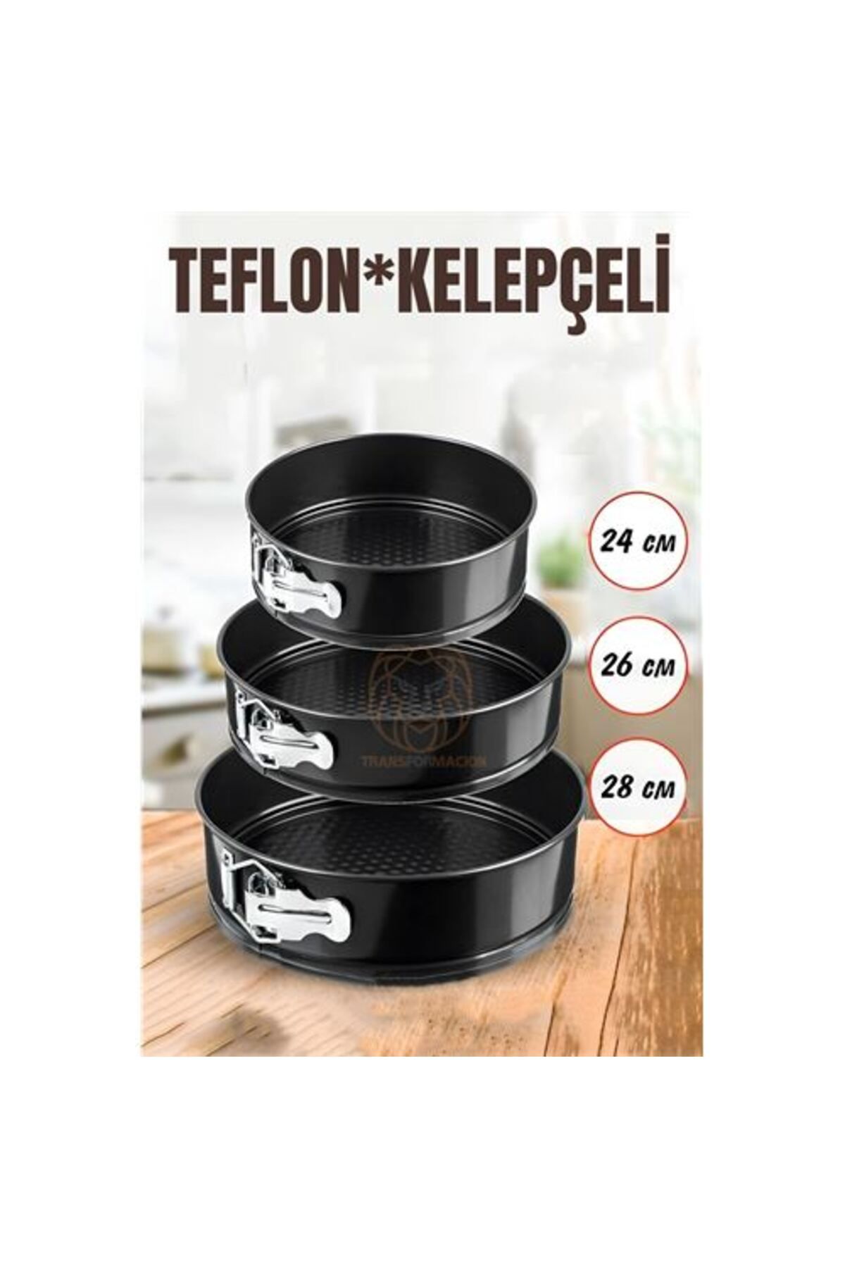 Ladesmedya ModaCar 3 Boy Kelepçeli Kek Kalıbı 24-26-28 Cm Teflon