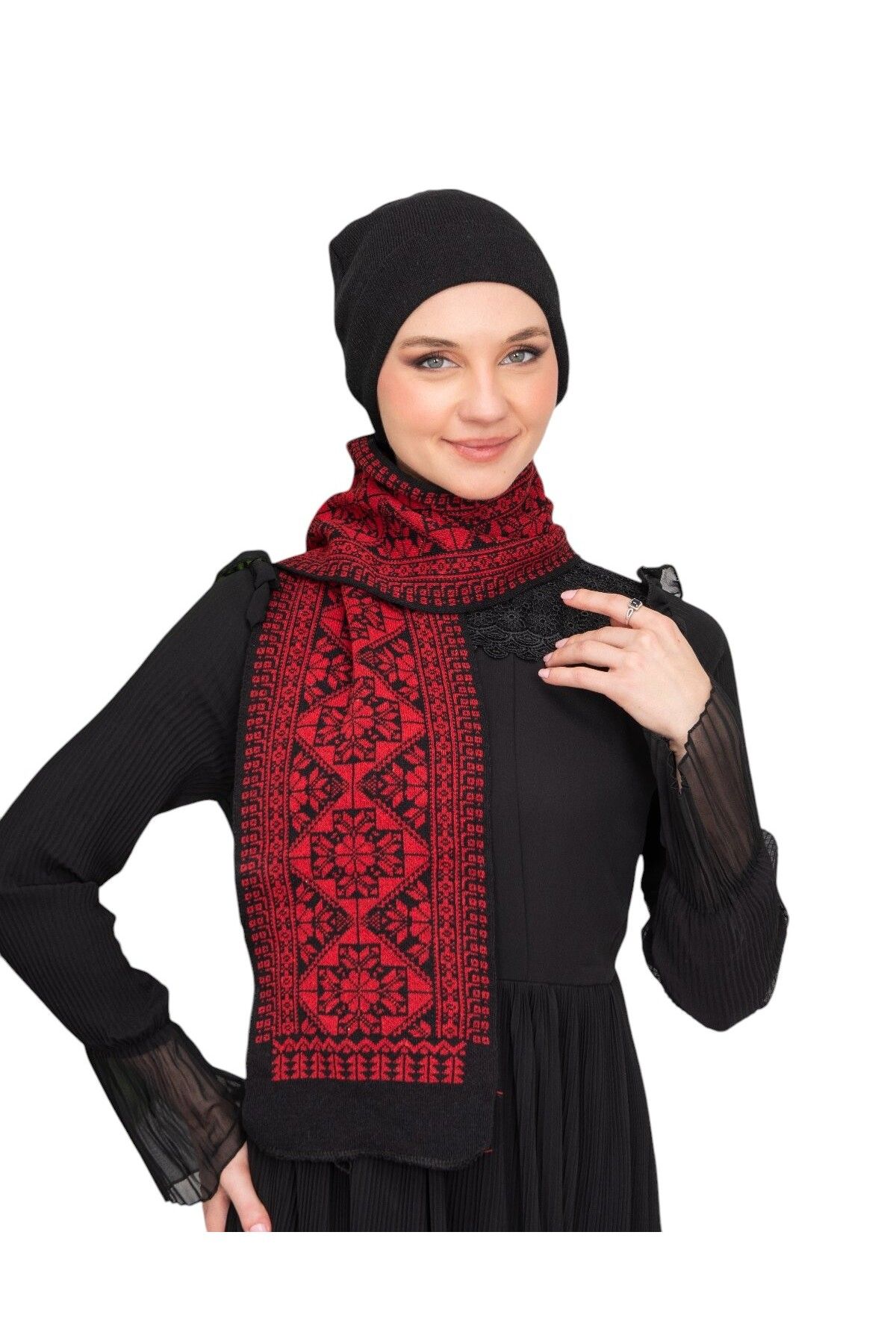 Zaytoon Triko İpli Filistin Geleneksel Nakışlı Çocuk Unisex Atkı Takmı S300009