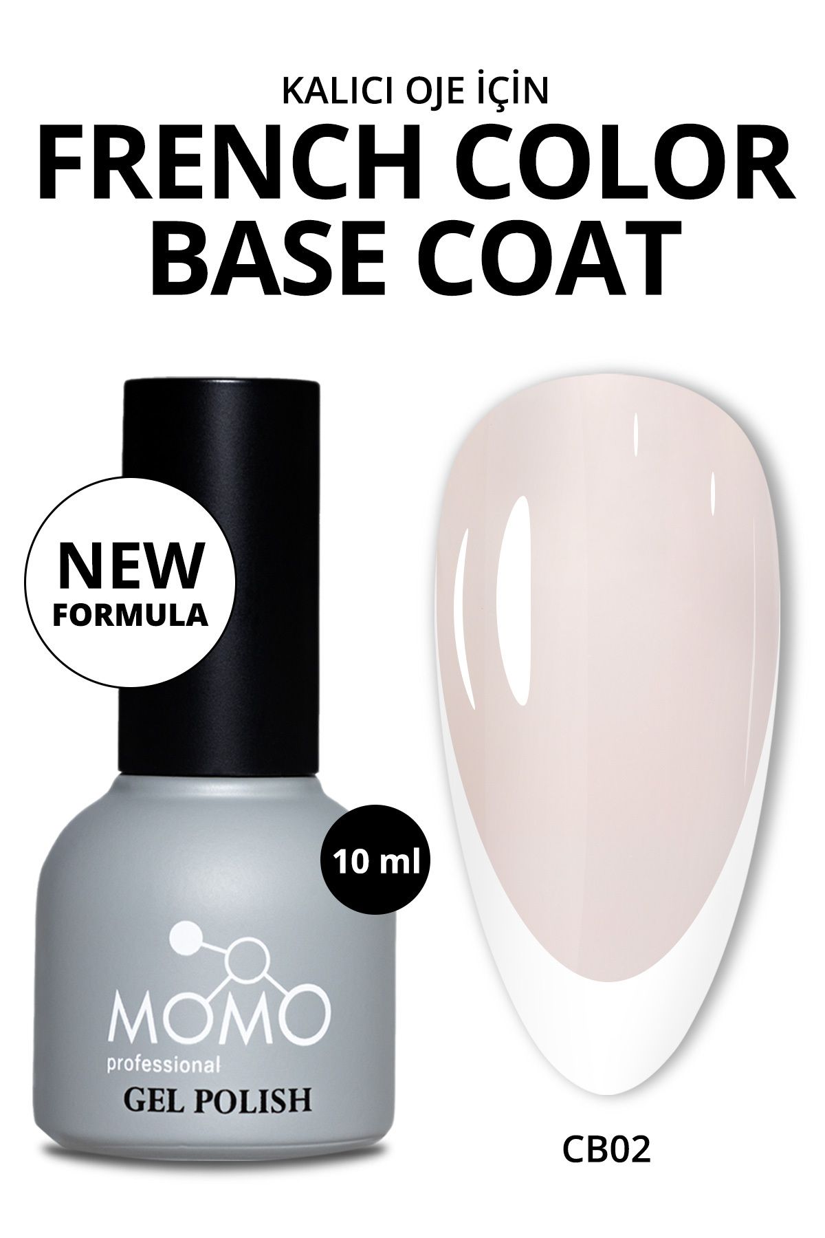 MOMO professional Kalıcı Oje French Color Base Coat Cb02, Uçuk Pembe, 10 ml