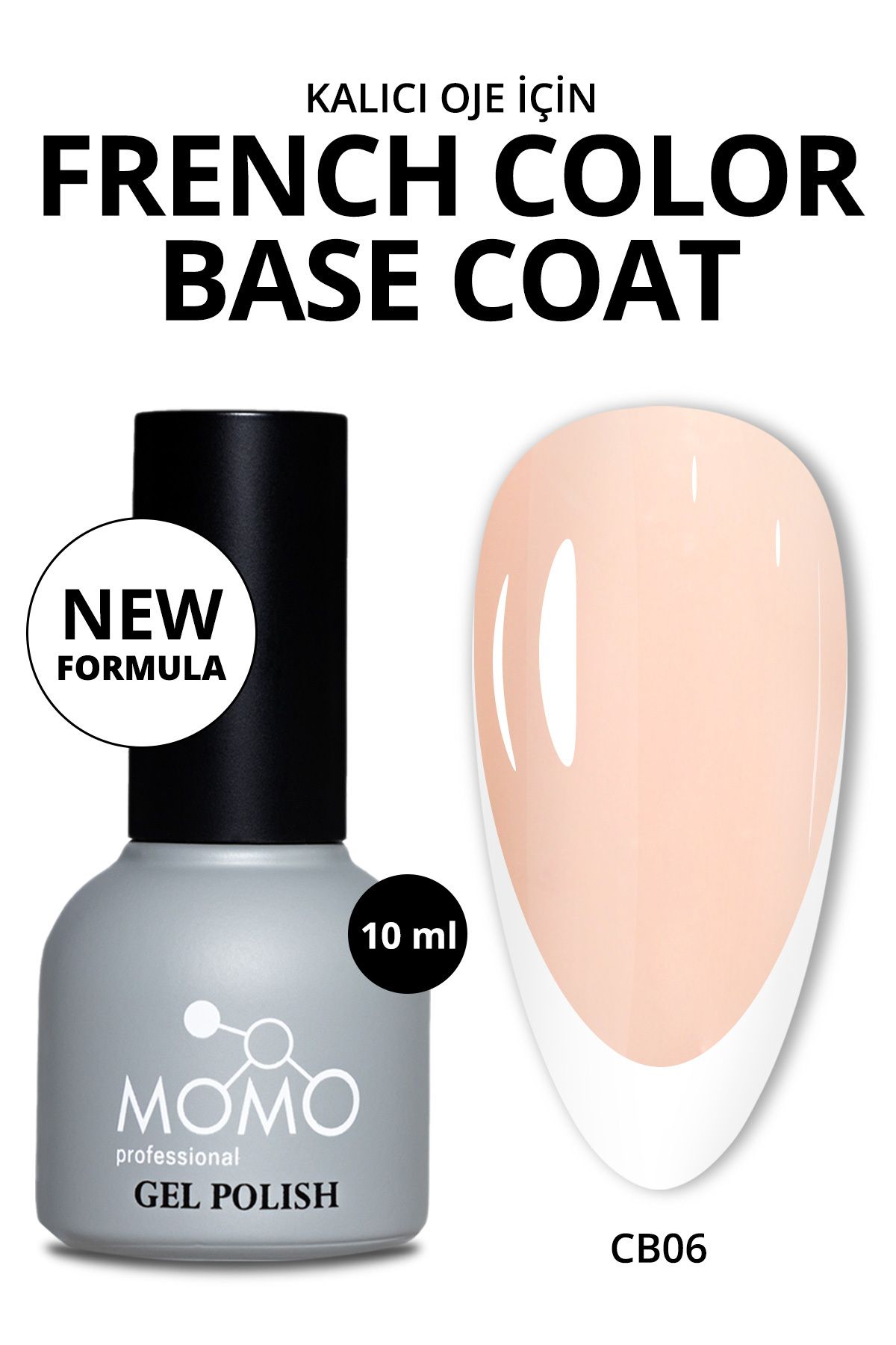 MOMO professional Kalıcı Oje French Color Base Coat Cb06, Nude Sarı, 10 ml