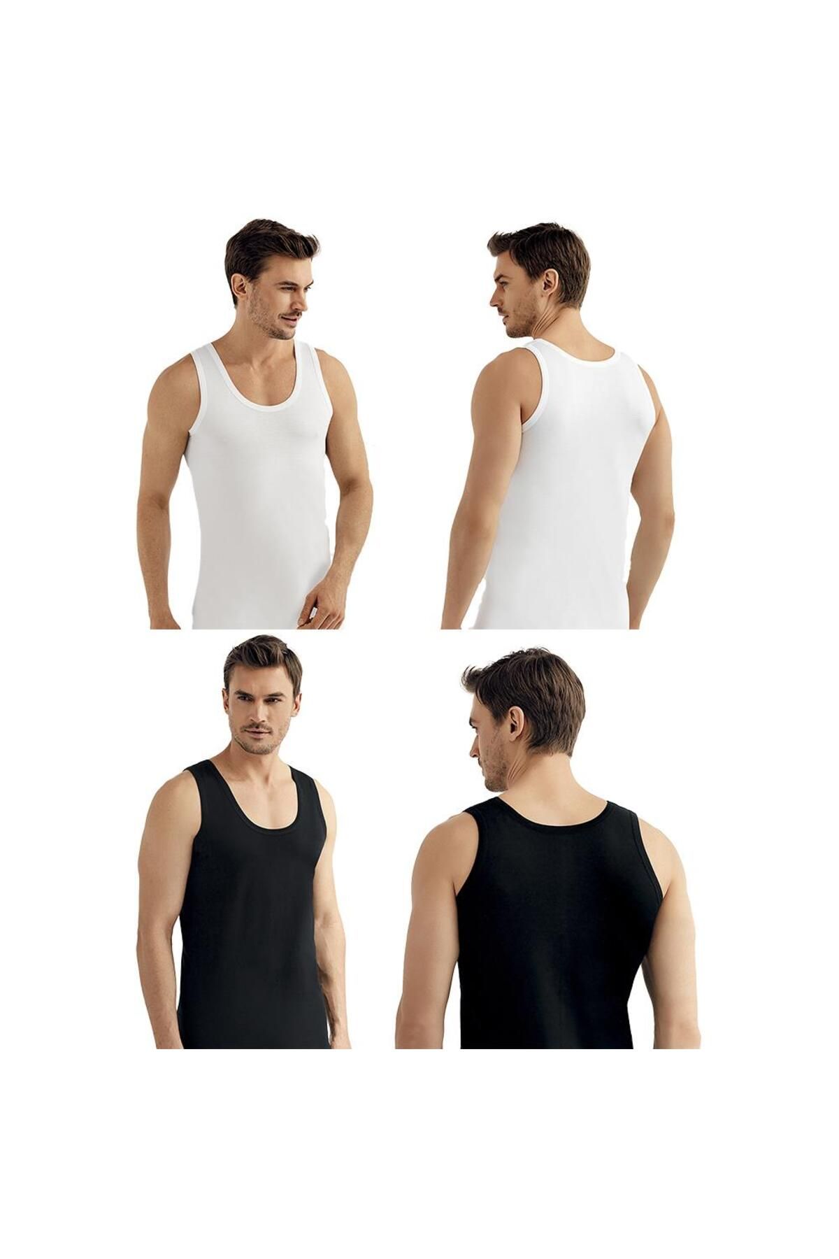 Şahinler-Şahinler E002-E005 6 Pack Men's Undershirt 100% Cotton 3White-3Black 3XL 1