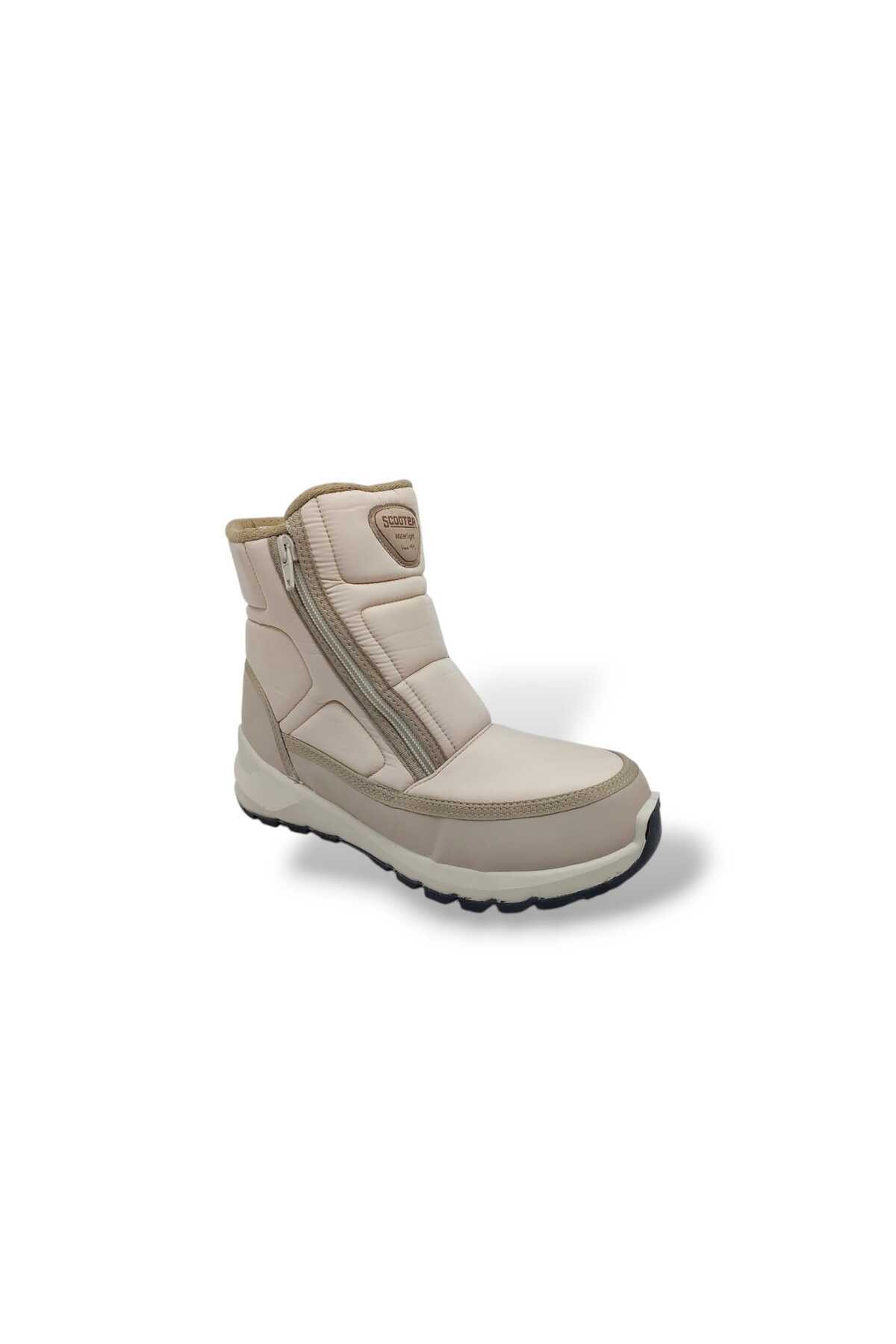 Scooter 7449 Kadın Krem Fermuarlı Su Geçirmez ( Watertight ) Kar Botu görsel 2